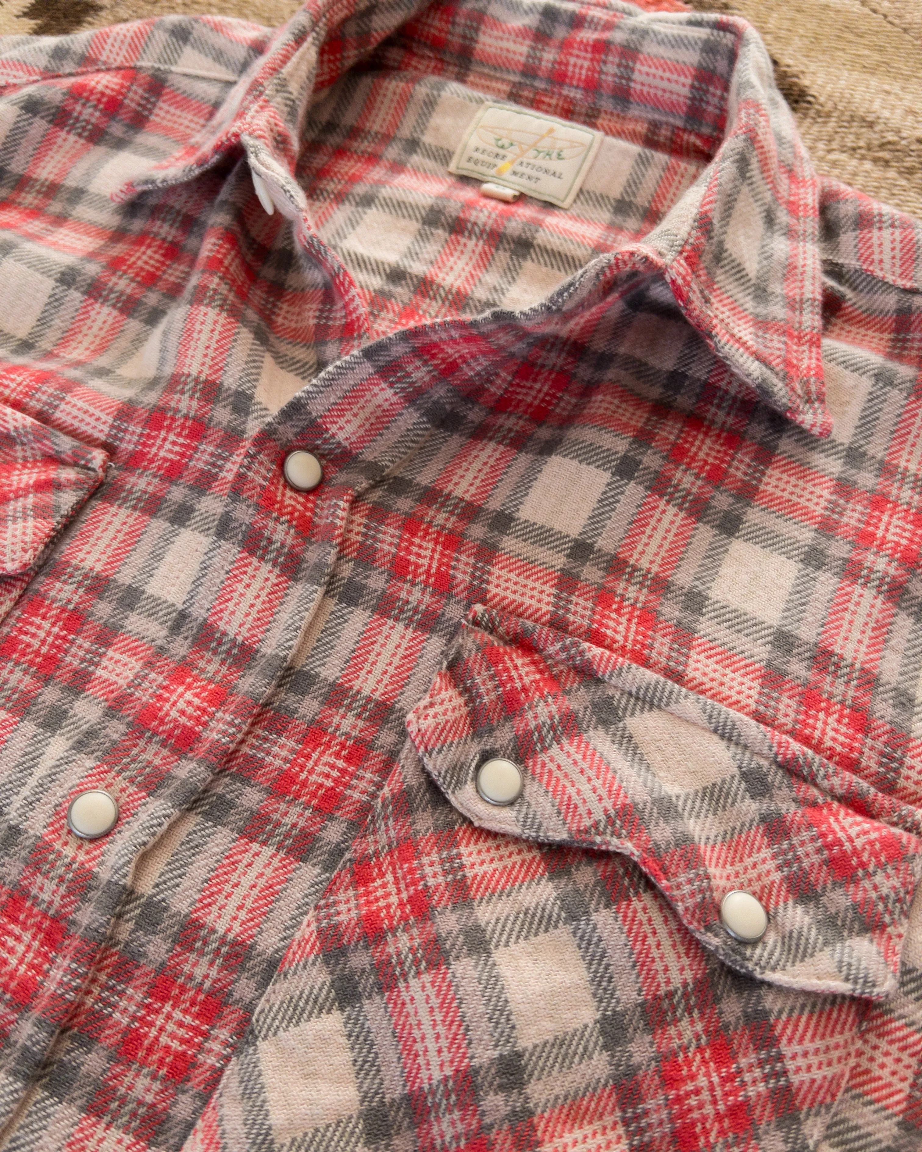 Washed Flannel Pearlsnap Shirt - Cherry Blossom sold by Wythe NY product image thumbnail 2