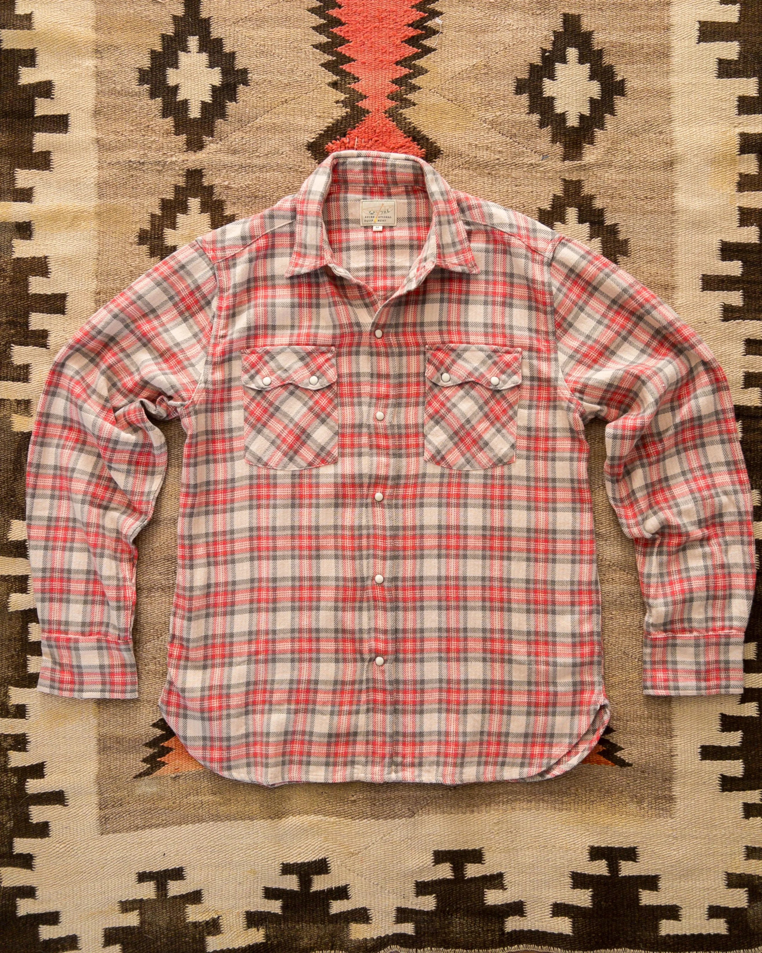 Washed Flannel Pearlsnap Shirt - Cherry Blossom sold by Wythe NY