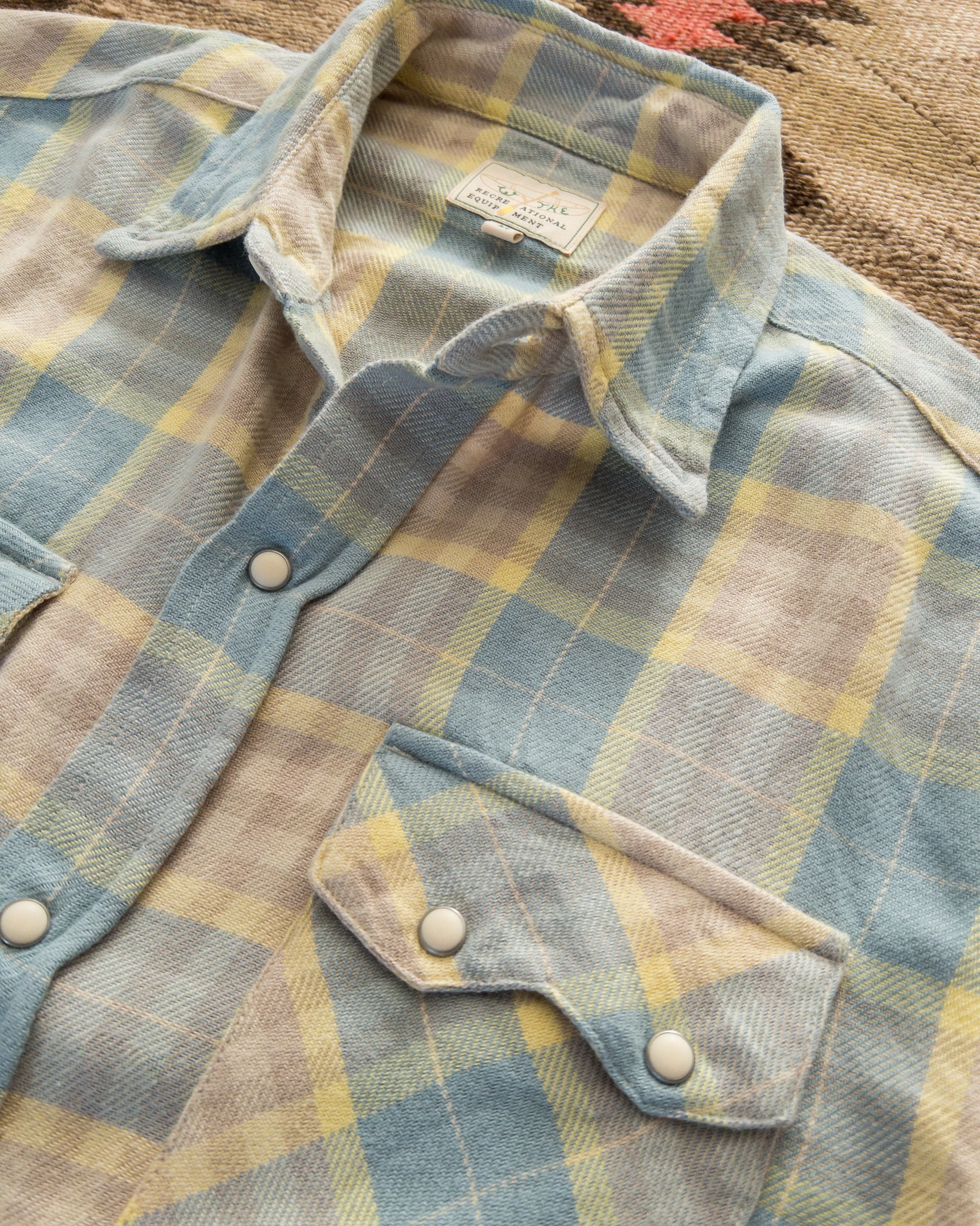 Washed Flannel Pearlsnap Shirt - Sand Dunes Sunrise sold by Wythe NY product image thumbnail 2