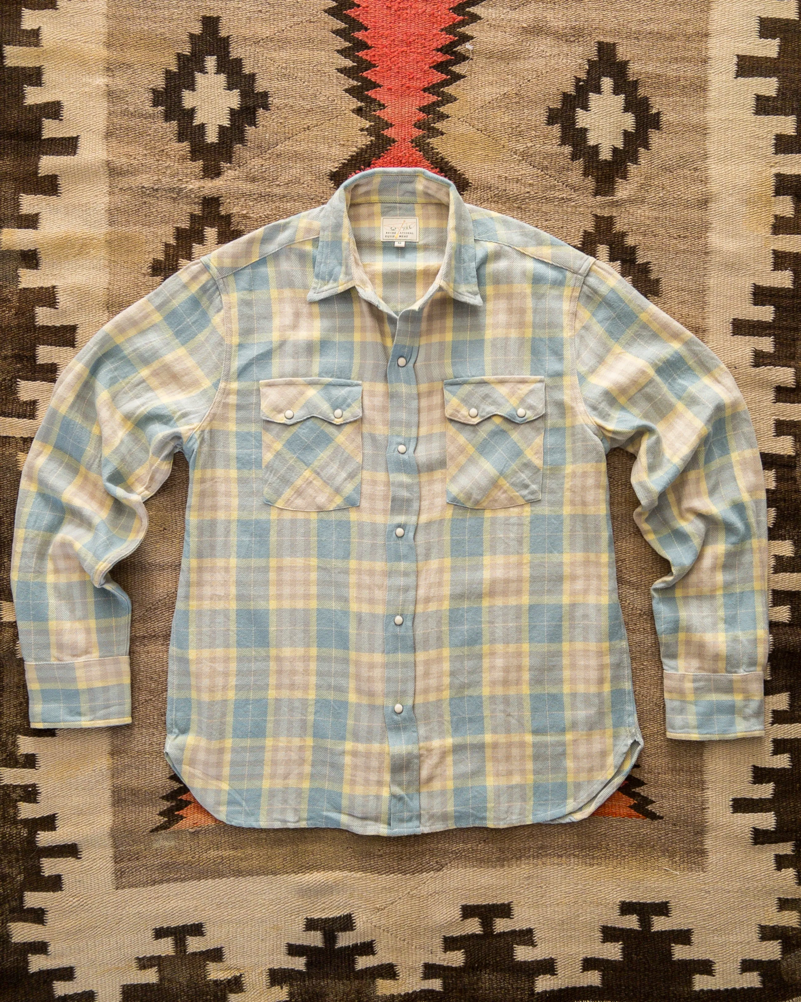 Washed Flannel Pearlsnap Shirt - Sand Dunes Sunrise sold by Wythe NY