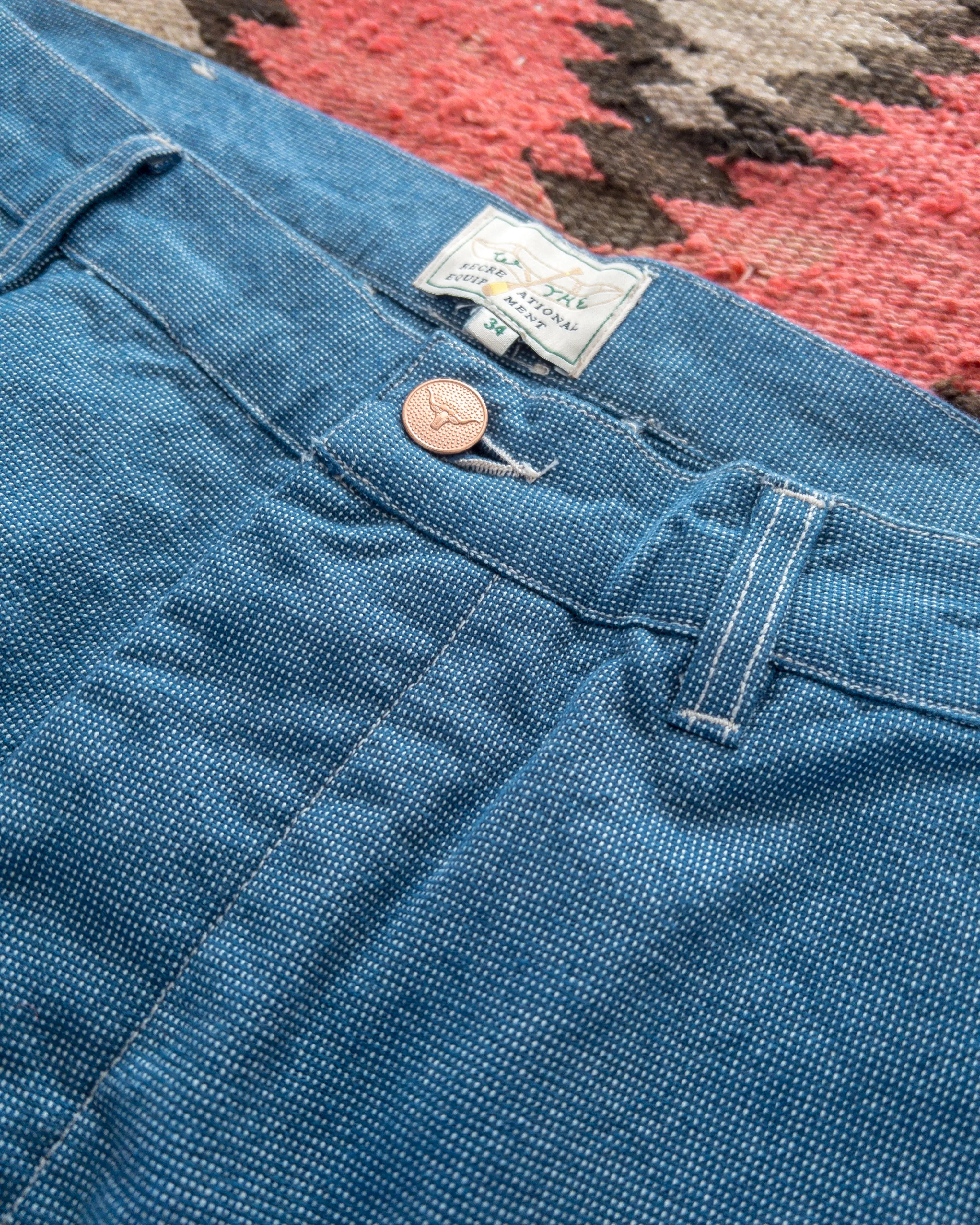 Heavyweight Pinpoint Canvas Chino - Blue sold by Wythe NY product image thumbnail 3