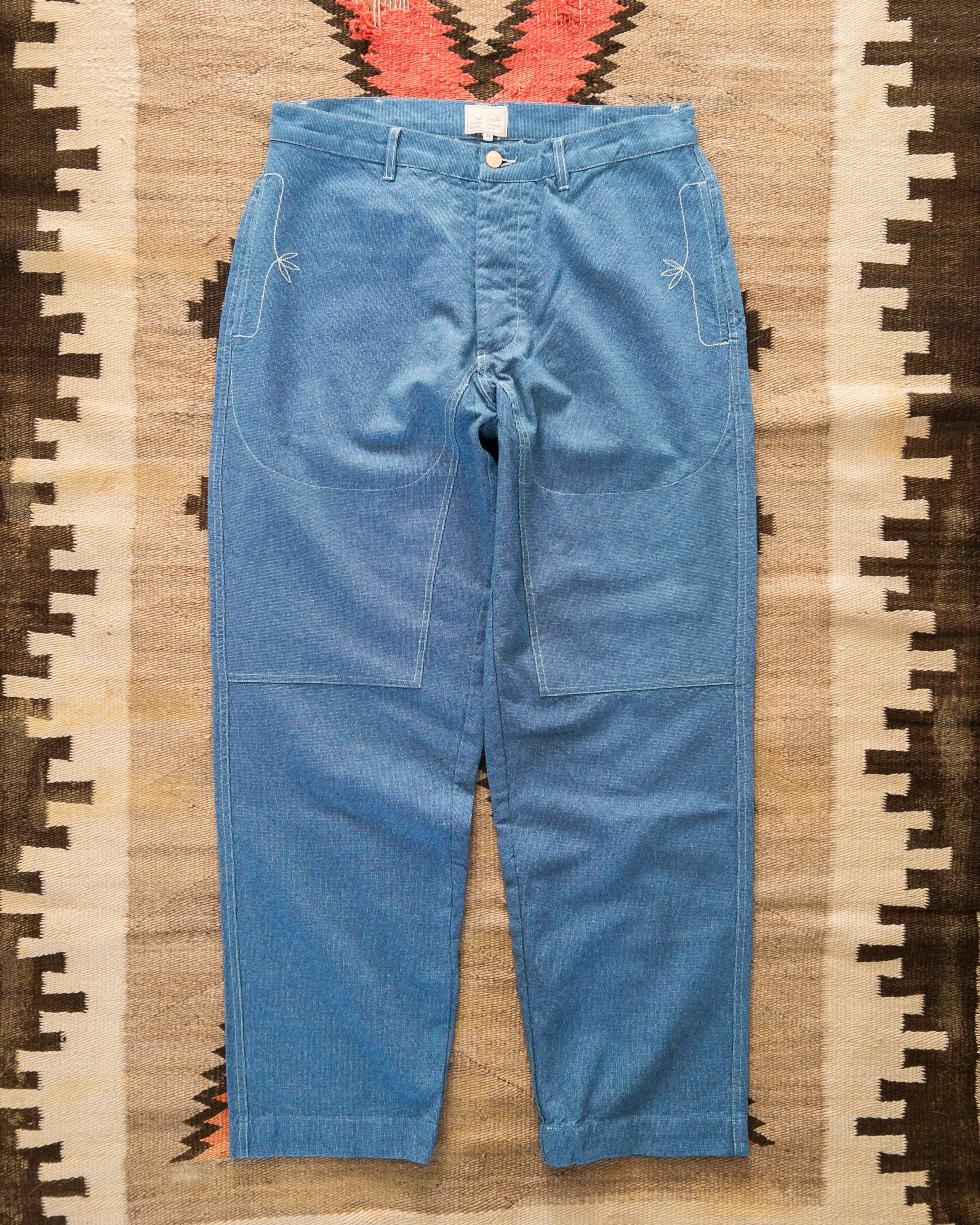 Heavyweight Pinpoint Canvas Chino - Blue sold by Wythe NY