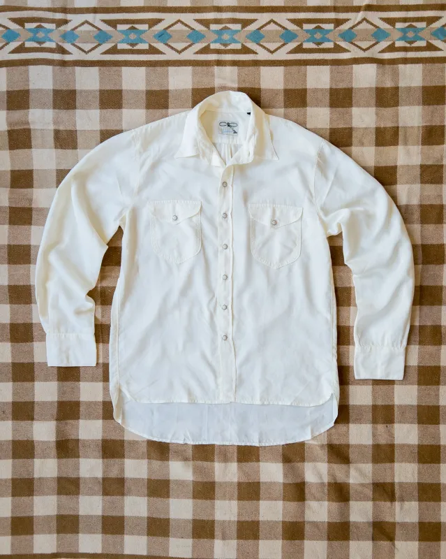 Tencel Gabardine Pearlsnap Shirt - Natural sold by Wythe NY