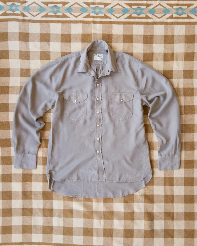 Tencel Gabardine Pearlsnap Shirt - Nutmeg sold by Wythe NY