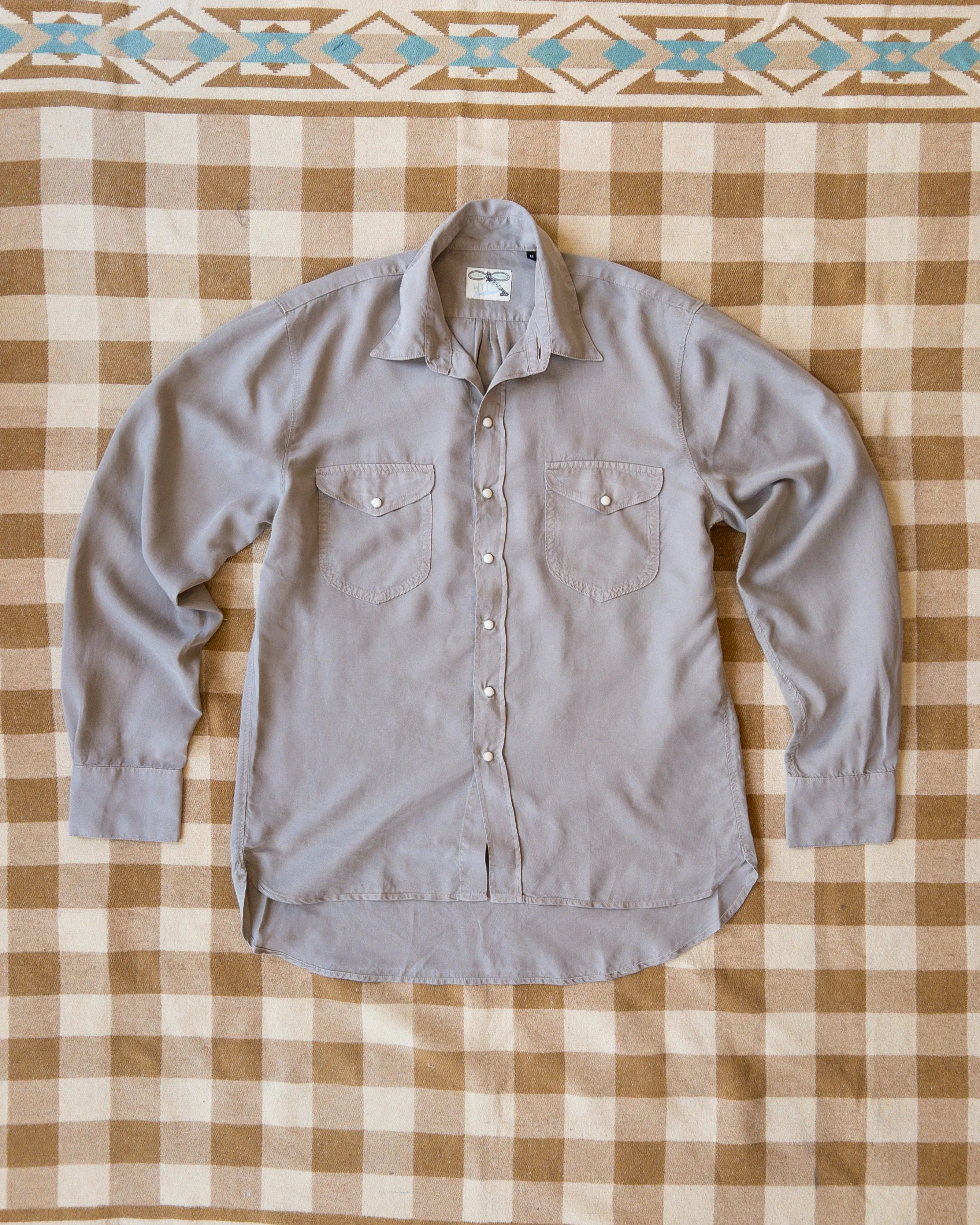 Tencel Gabardine Pearlsnap Shirt - Nutmeg sold by Wythe NY