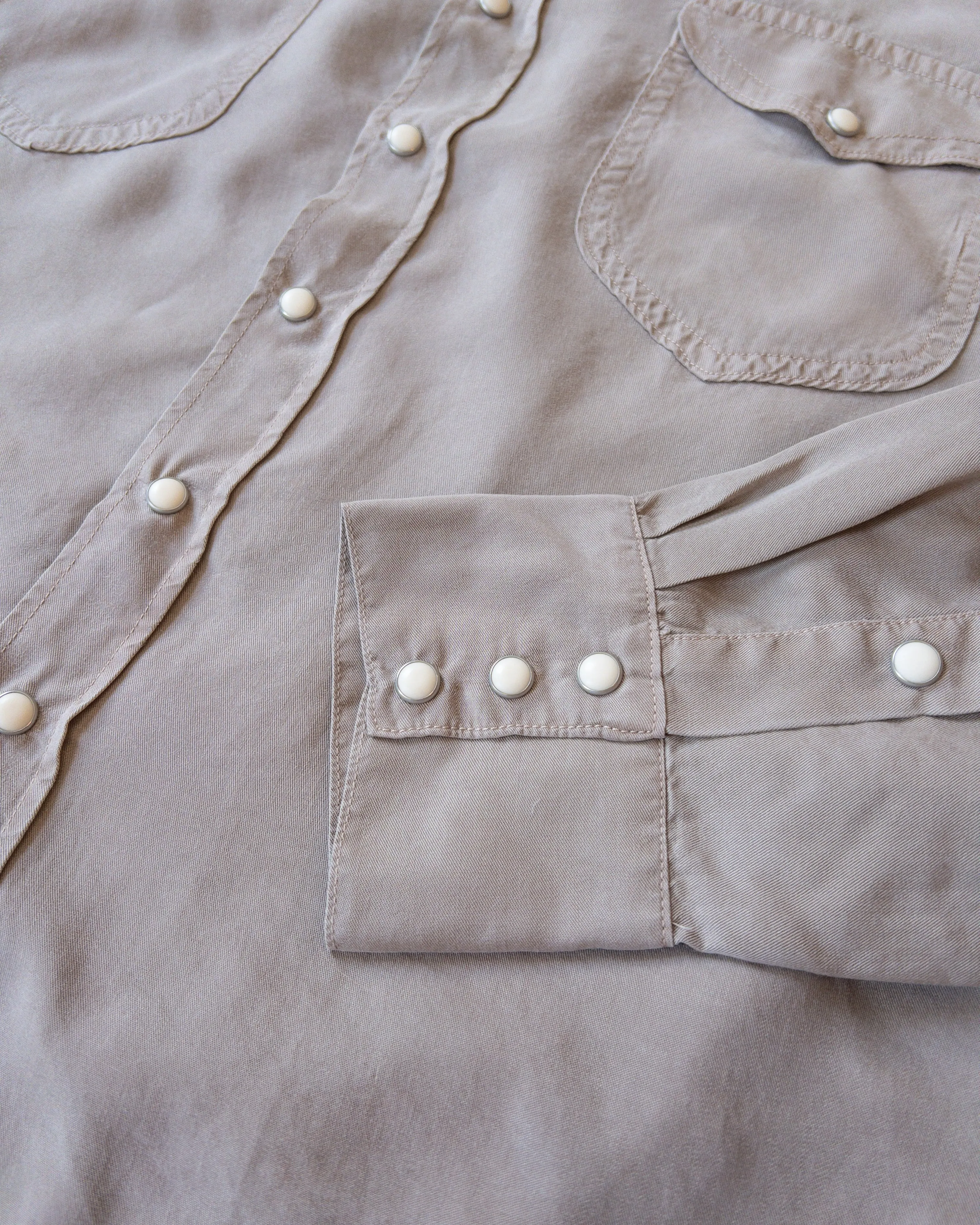 Tencel Gabardine Pearlsnap Shirt - Nutmeg sold by Wythe NY product image thumbnail 5
