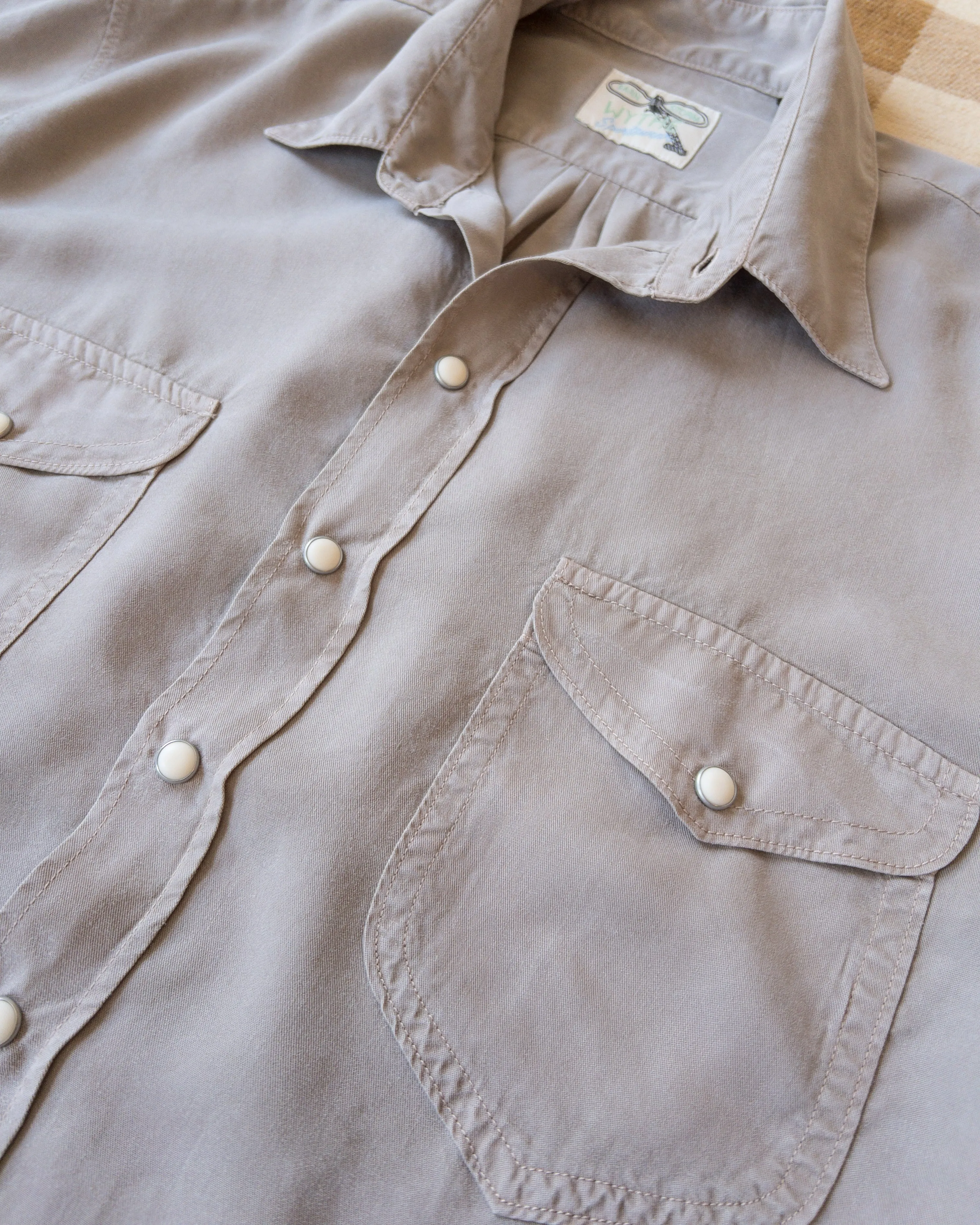 Tencel Gabardine Pearlsnap Shirt - Nutmeg sold by Wythe NY product image thumbnail 4