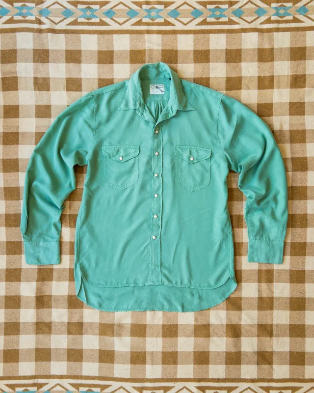 Tencel Gabardine Pearlsnap Shirt - Celadon sold by Wythe NY