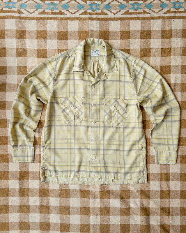 Printed Corral Plaid Tencel Patio Shirt - Sunflower sold by Wythe NY