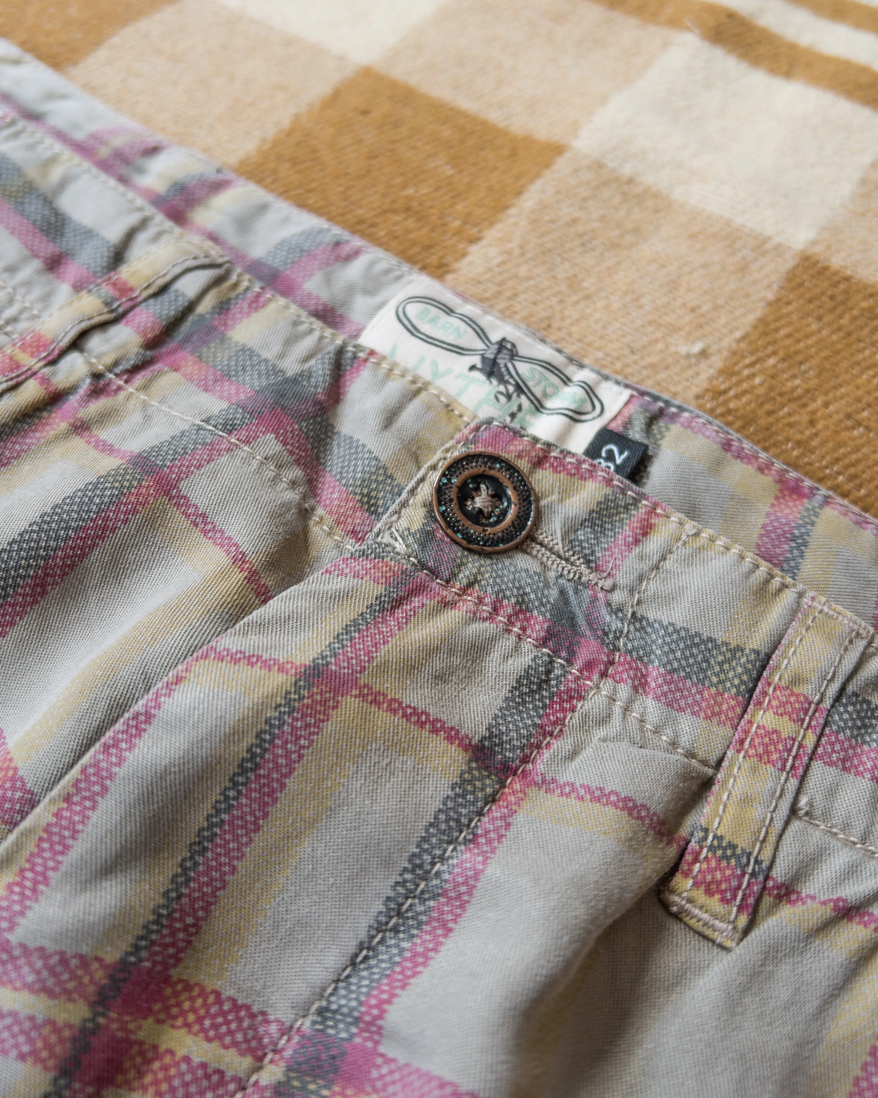 Printed Corral Plaid Tencel Chinos - Nutmeg sold by Wythe NY product image thumbnail 3