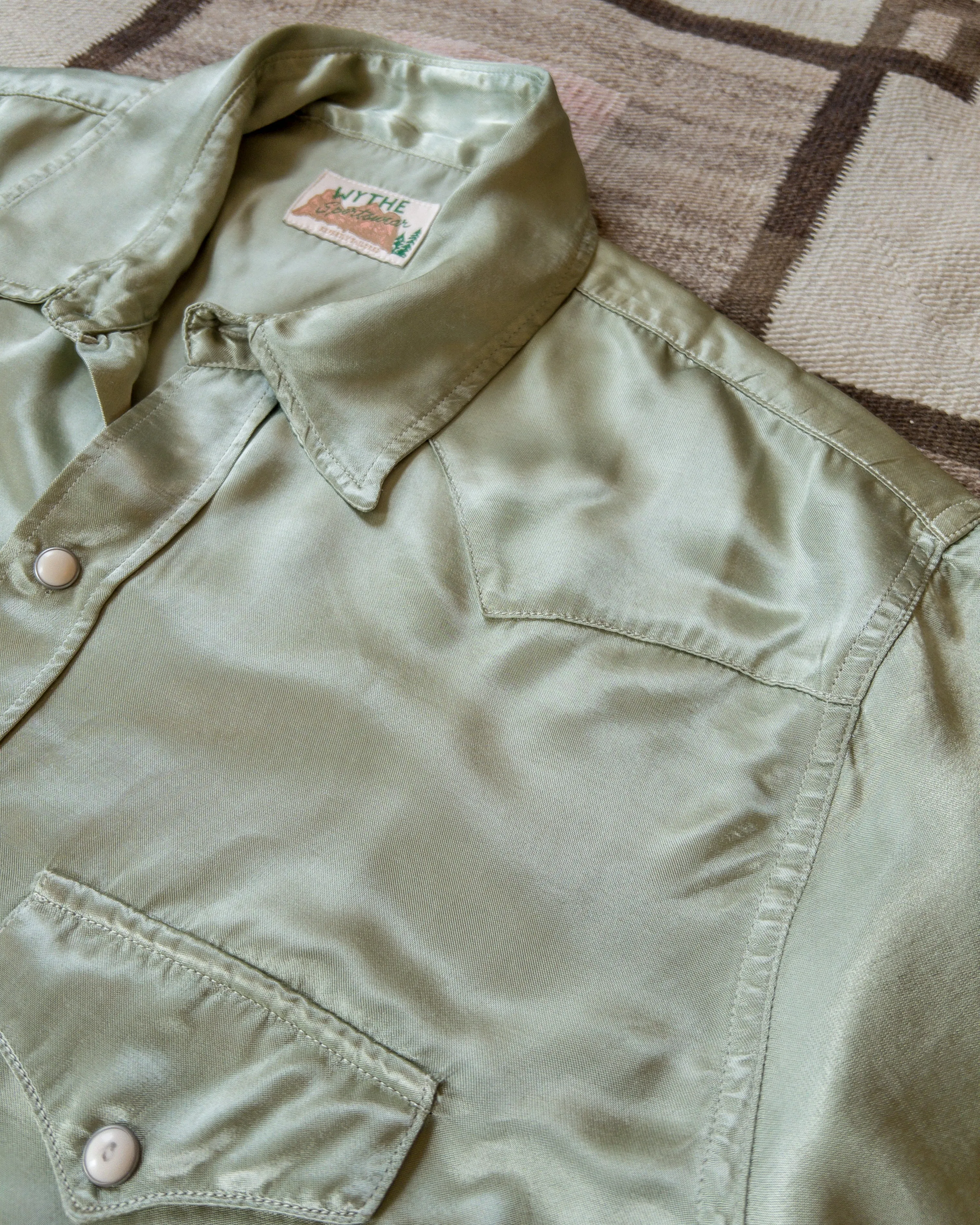 Satin Rodeo Shirt - Faded Olive sold by Wythe NY product image thumbnail 3
