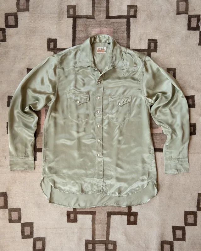 Satin Rodeo Shirt - Faded Olive sold by Wythe NY