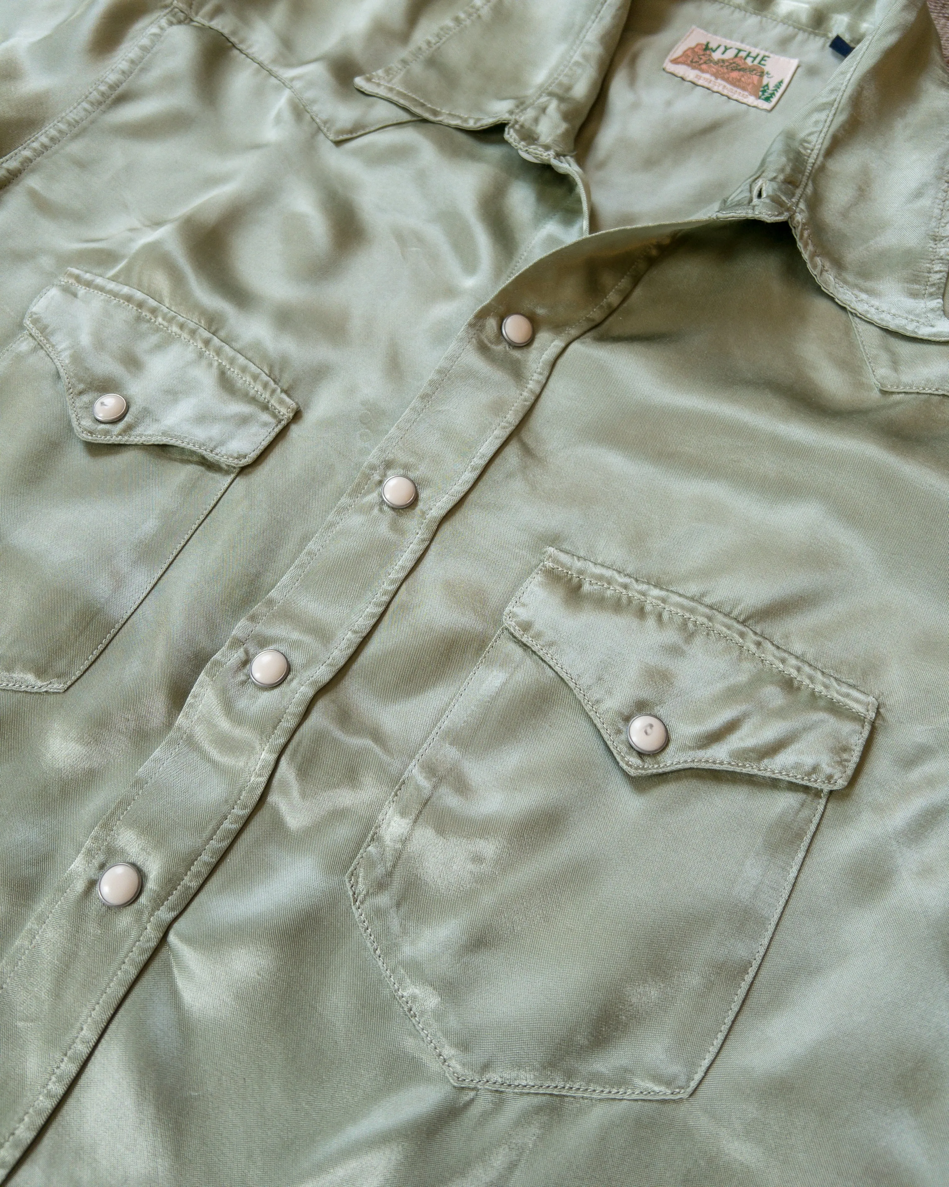 Satin Rodeo Shirt - Faded Olive sold by Wythe NY product image thumbnail 2