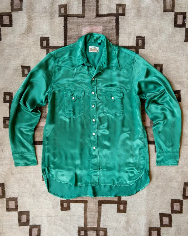 Satin Rodeo Shirt - Evergreen sold by Wythe NY