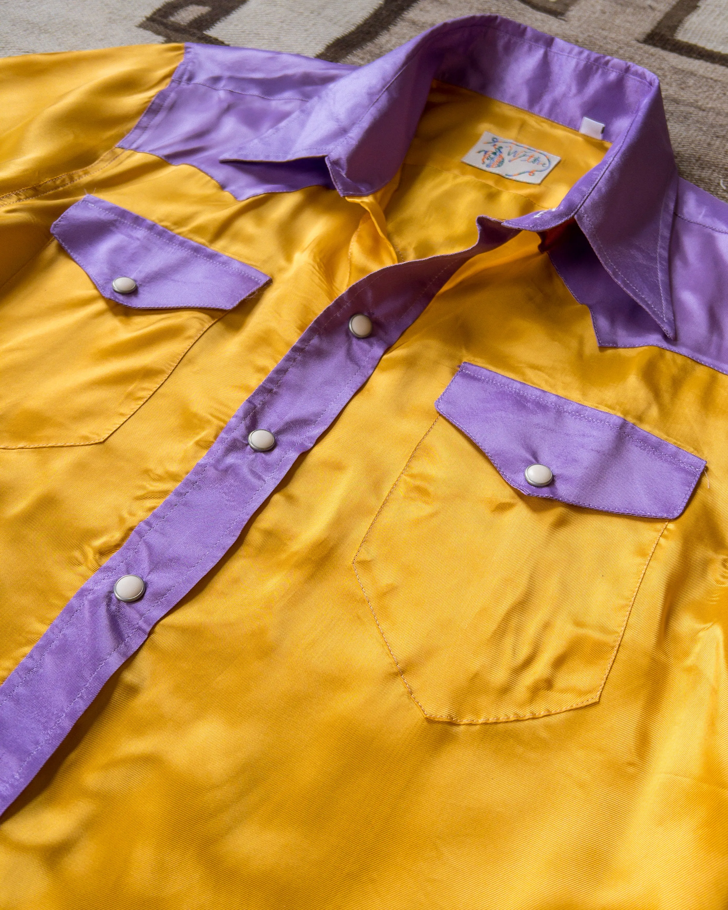 Colorblocked Satin Rodeo Shirt - Sunset Sherbet sold by Wythe NY product image thumbnail 2