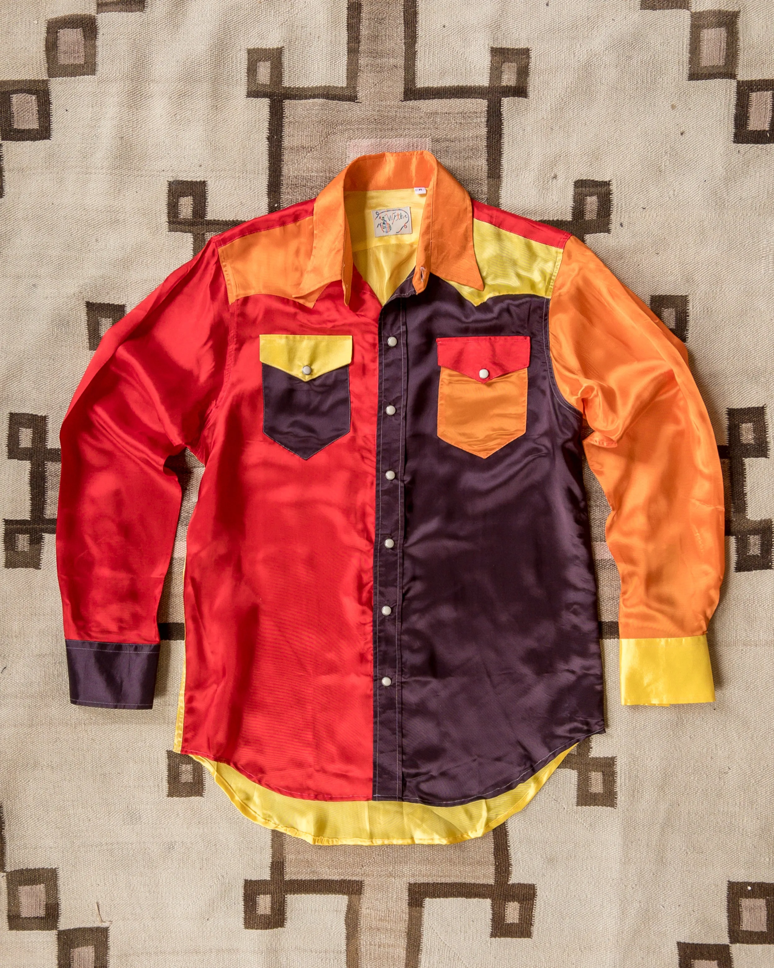 Colorblocked Satin Rodeo Shirt - Firestorm sold by Wythe NY