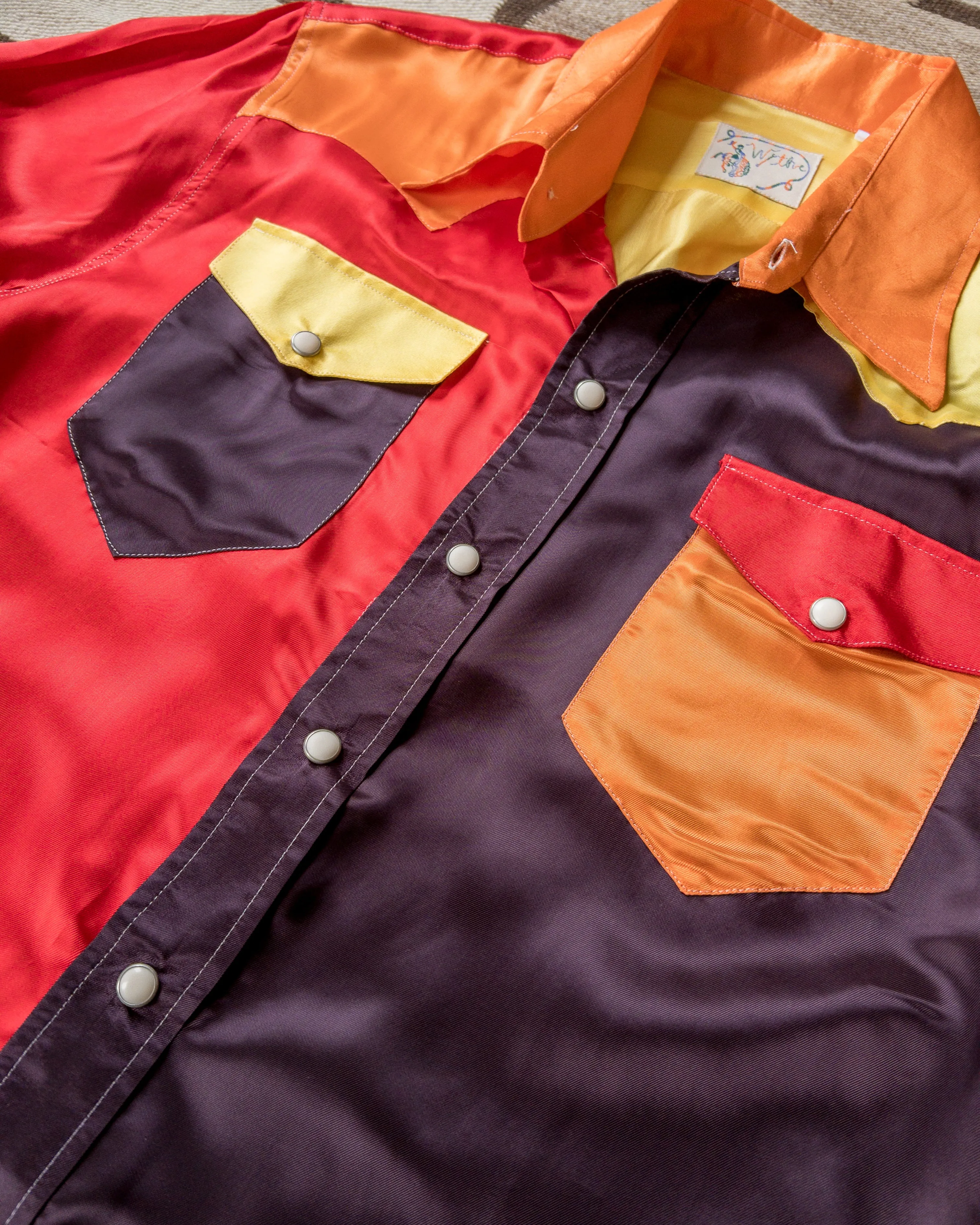 Colorblocked Satin Rodeo Shirt - Firestorm sold by Wythe NY product image thumbnail 2
