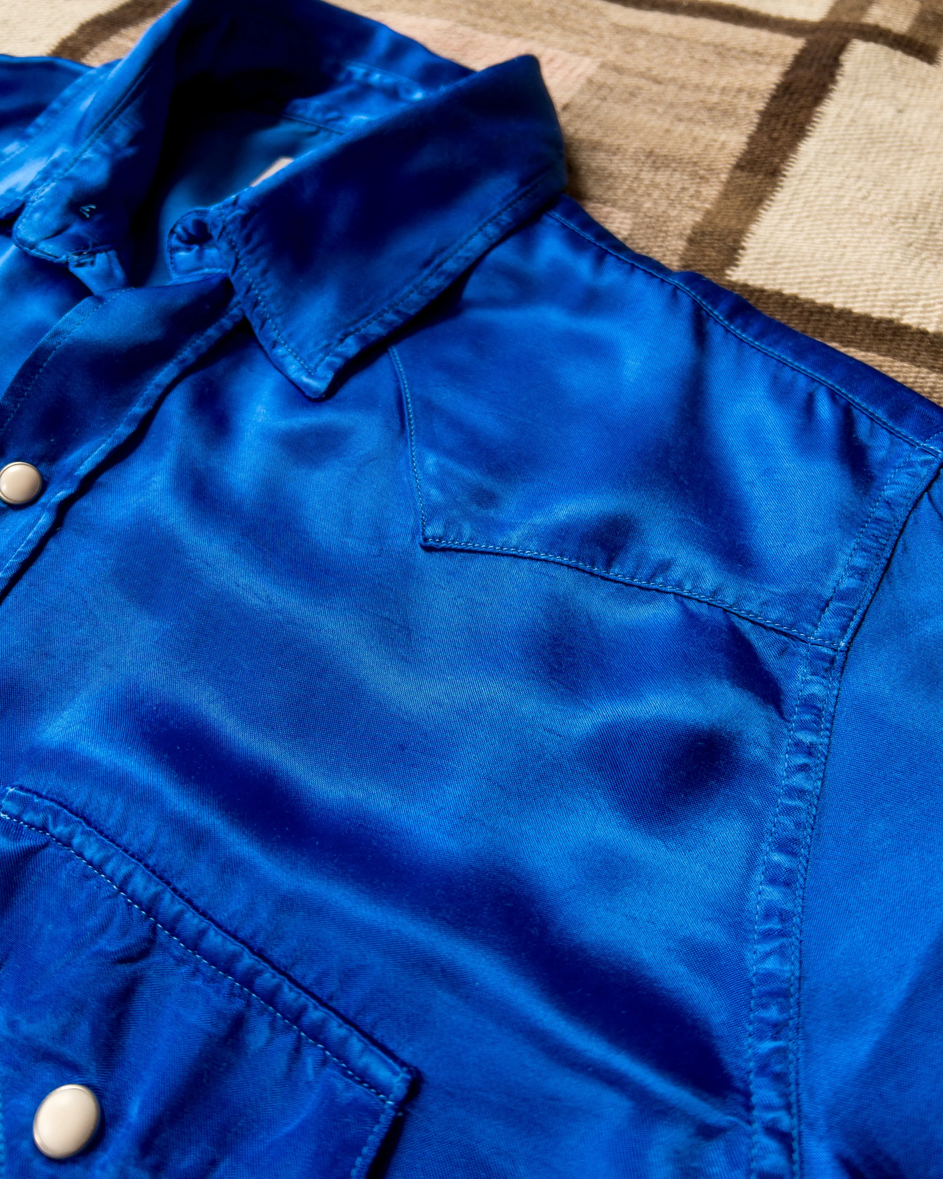 Satin Rodeo Shirt - Cobalt sold by Wythe NY product image thumbnail 3