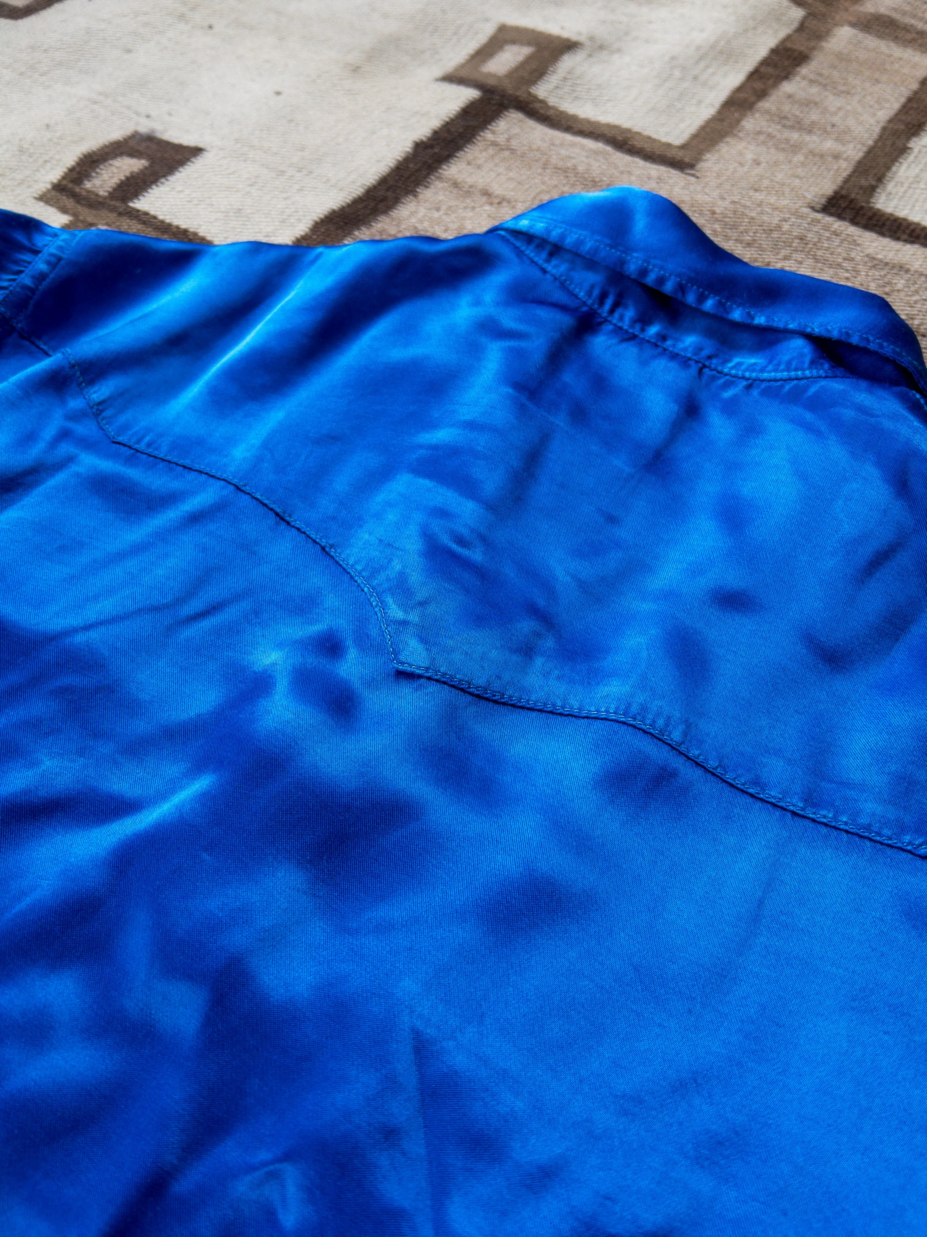 Satin Rodeo Shirt - Cobalt sold by Wythe NY product image thumbnail 4