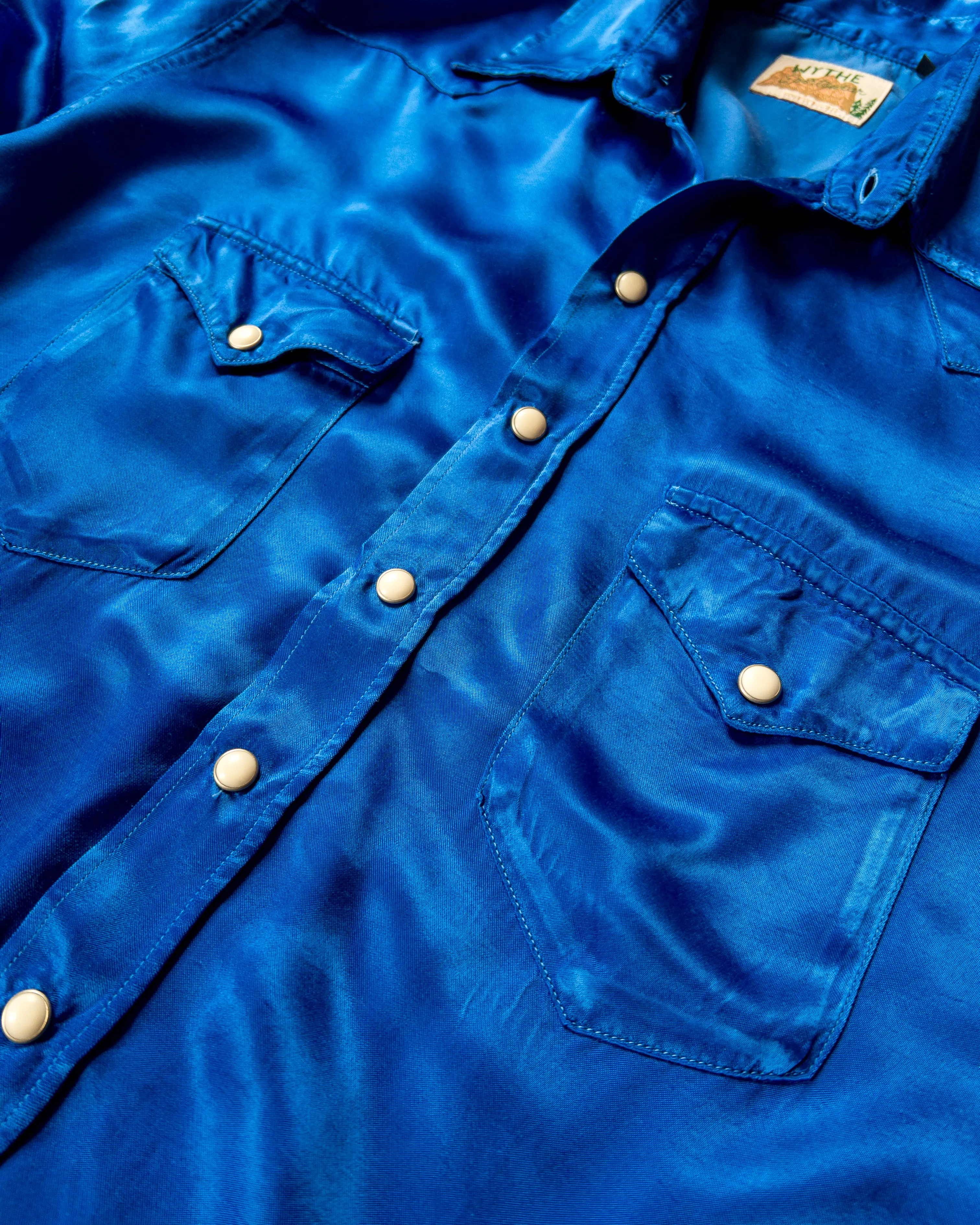 Satin Rodeo Shirt - Cobalt sold by Wythe NY product image thumbnail 2