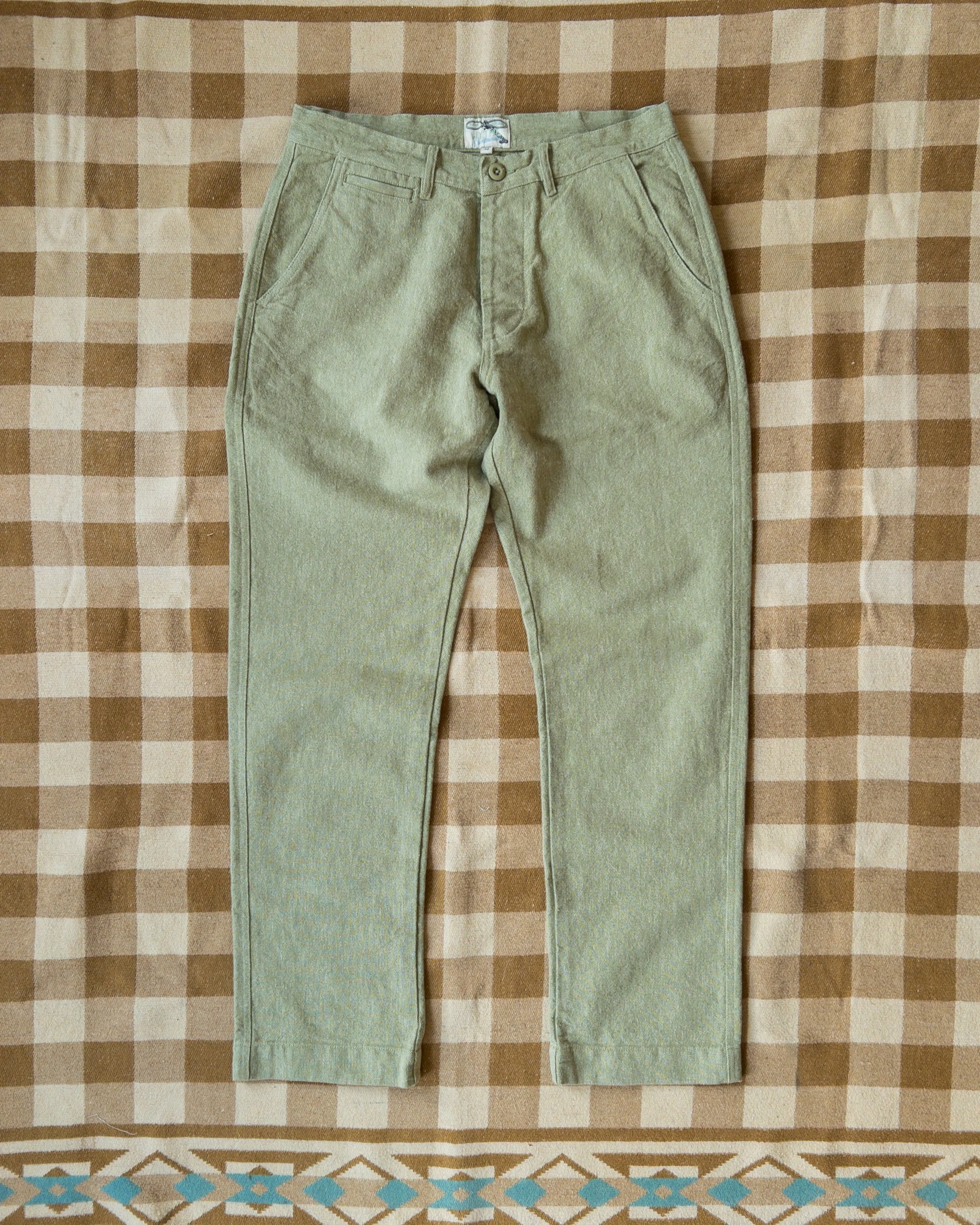 Rustic Plainweave Chino - Olive sold by Wythe NY