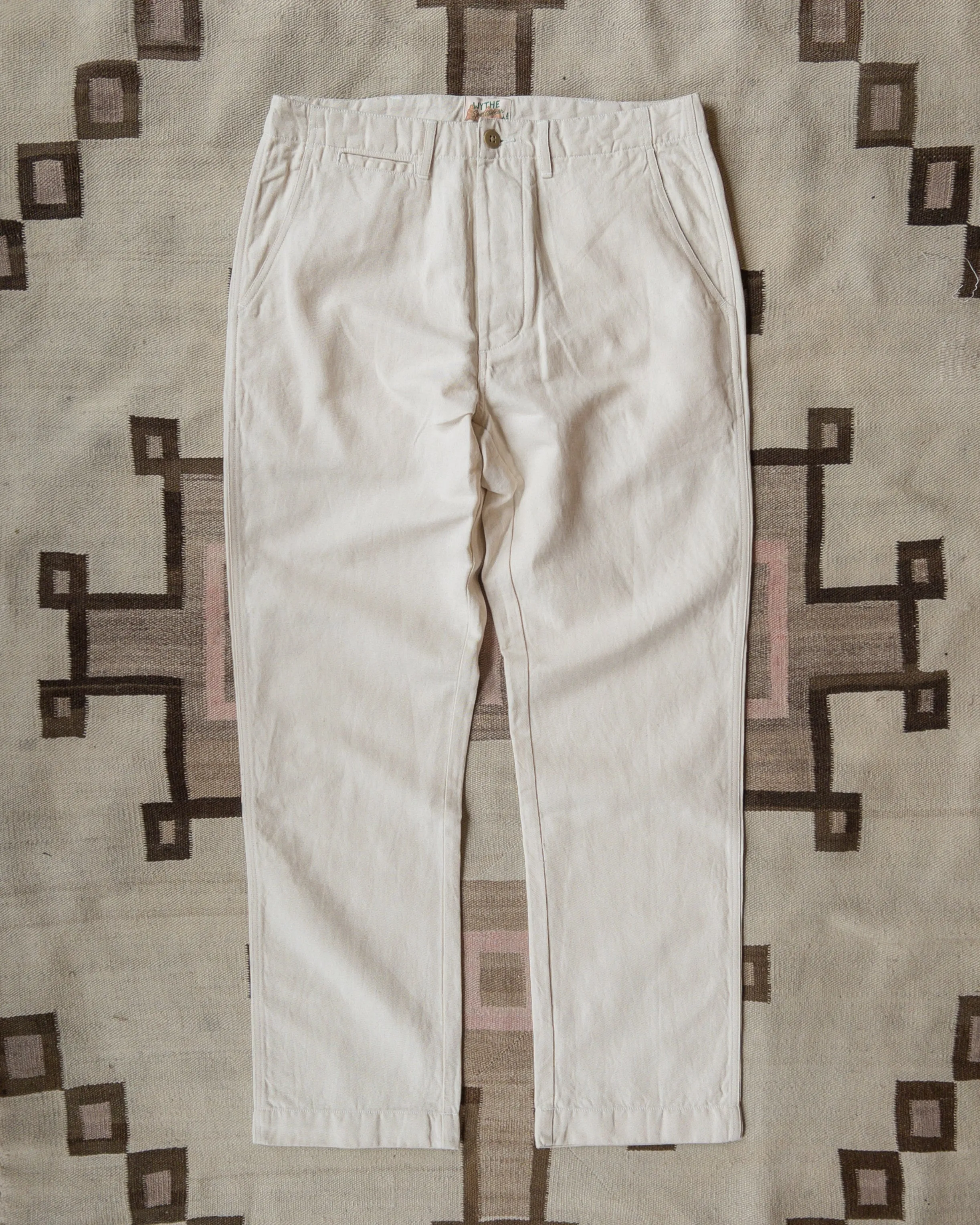 Flat Front Cotton Linen Twill Chino - Unbleached sold by Wythe NY