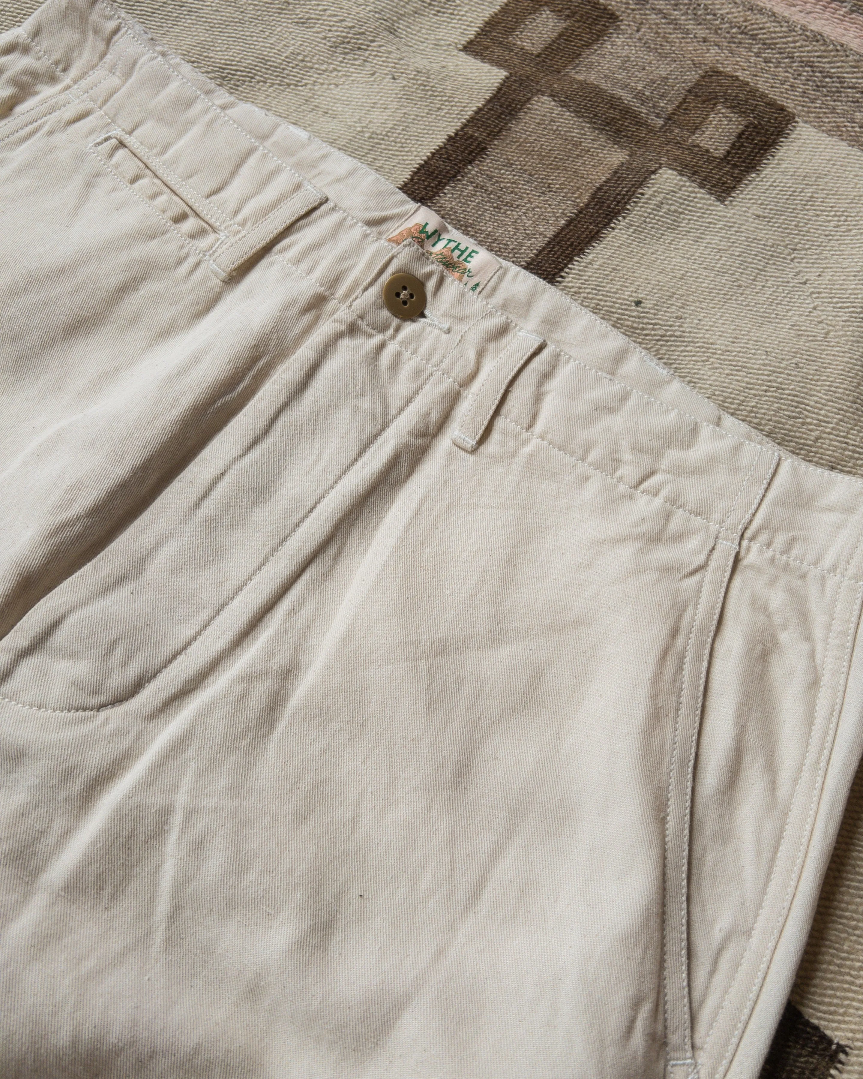 Flat Front Cotton Linen Twill Chino - Unbleached sold by Wythe NY product image thumbnail 2