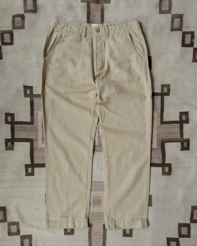 Flat Front Cotton Linen Twill Chino - Camp Khaki sold by Wythe NY