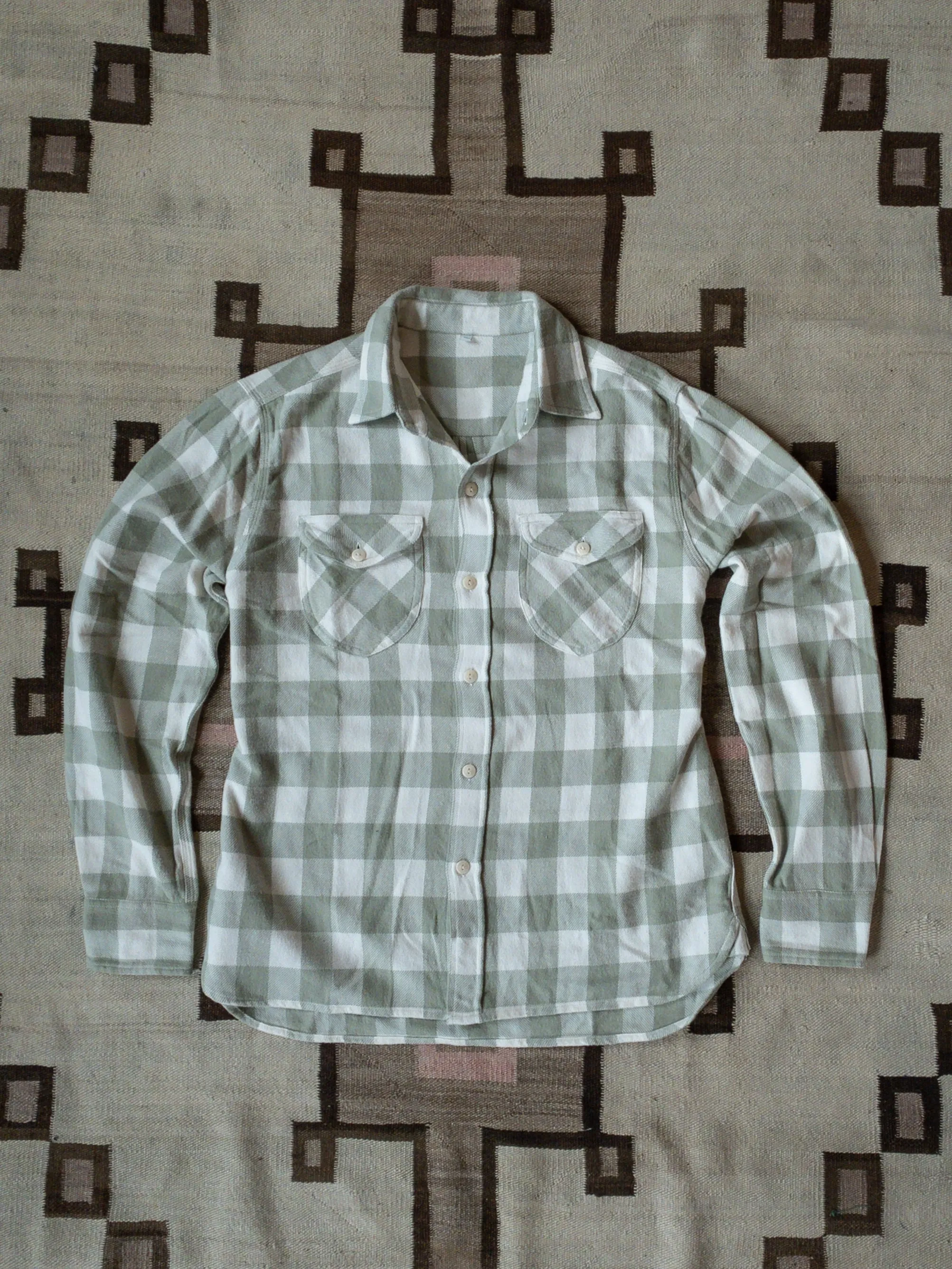Washed Flannel Workshirt - Sage/Cream Buffalo Plaid sold by Wythe NY