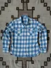 Washed Flannel Pearlsnap Shirt - Ox Blue/Cream Buffalo Plaid sold by Wythe NY