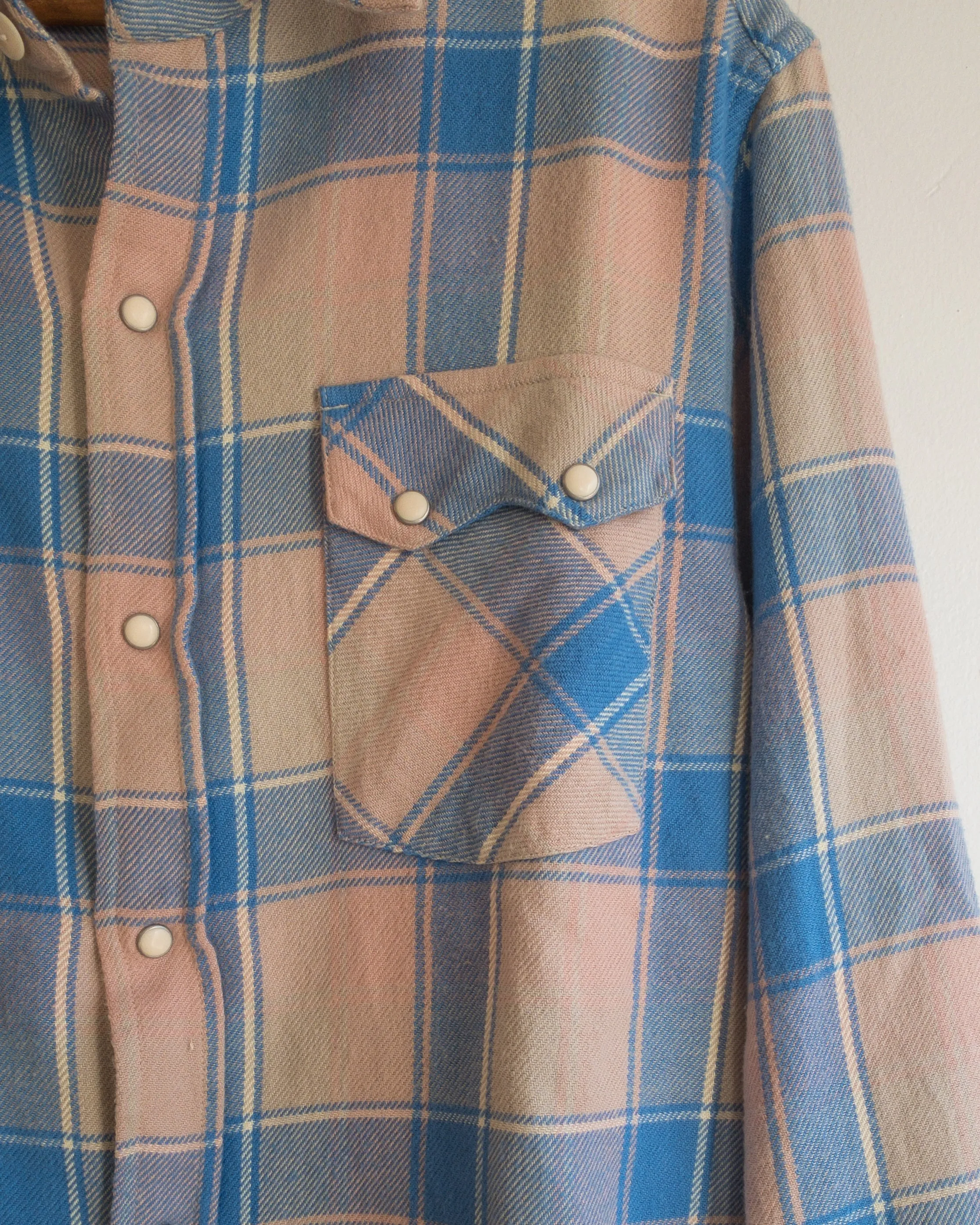 Washed Flannel Pearlsnap Shirt - Marine Blue Hearth Plaid sold by Wythe NY product image thumbnail 2