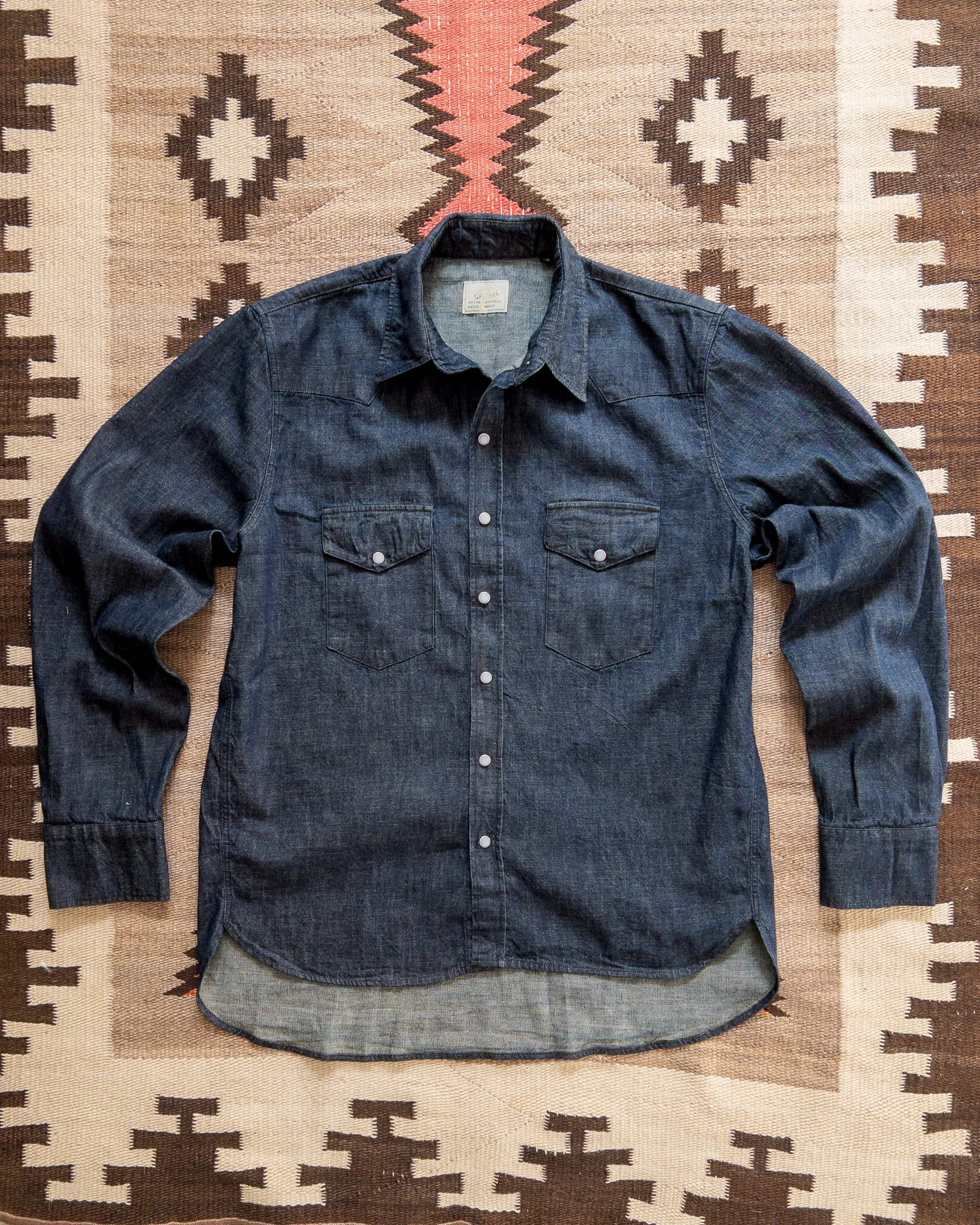 Denim Pearlsnap Shirt - Rinsed Indigo sold by Wythe NY