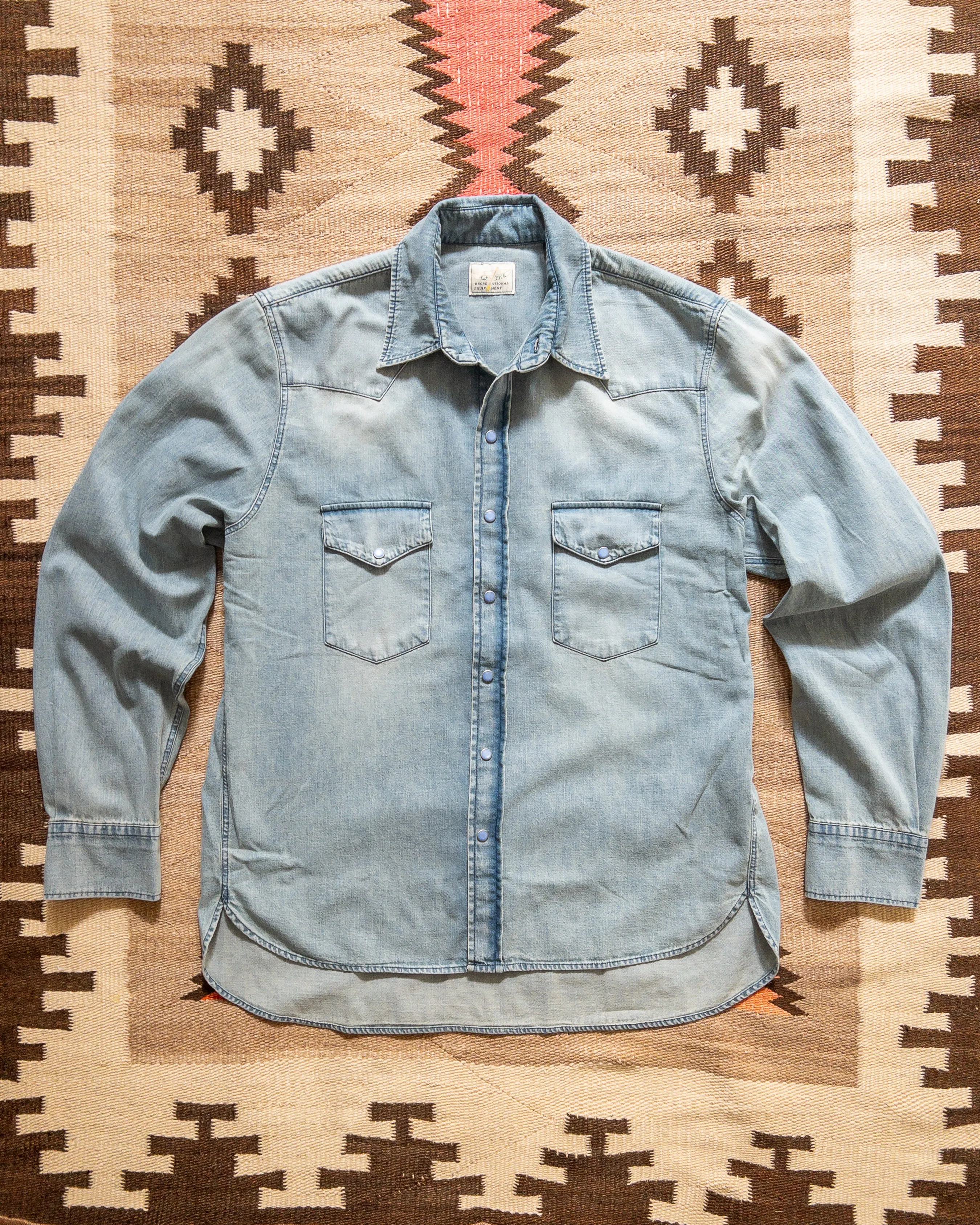Denim Pearlsnap Shirt - Washed Indigo sold by Wythe NY