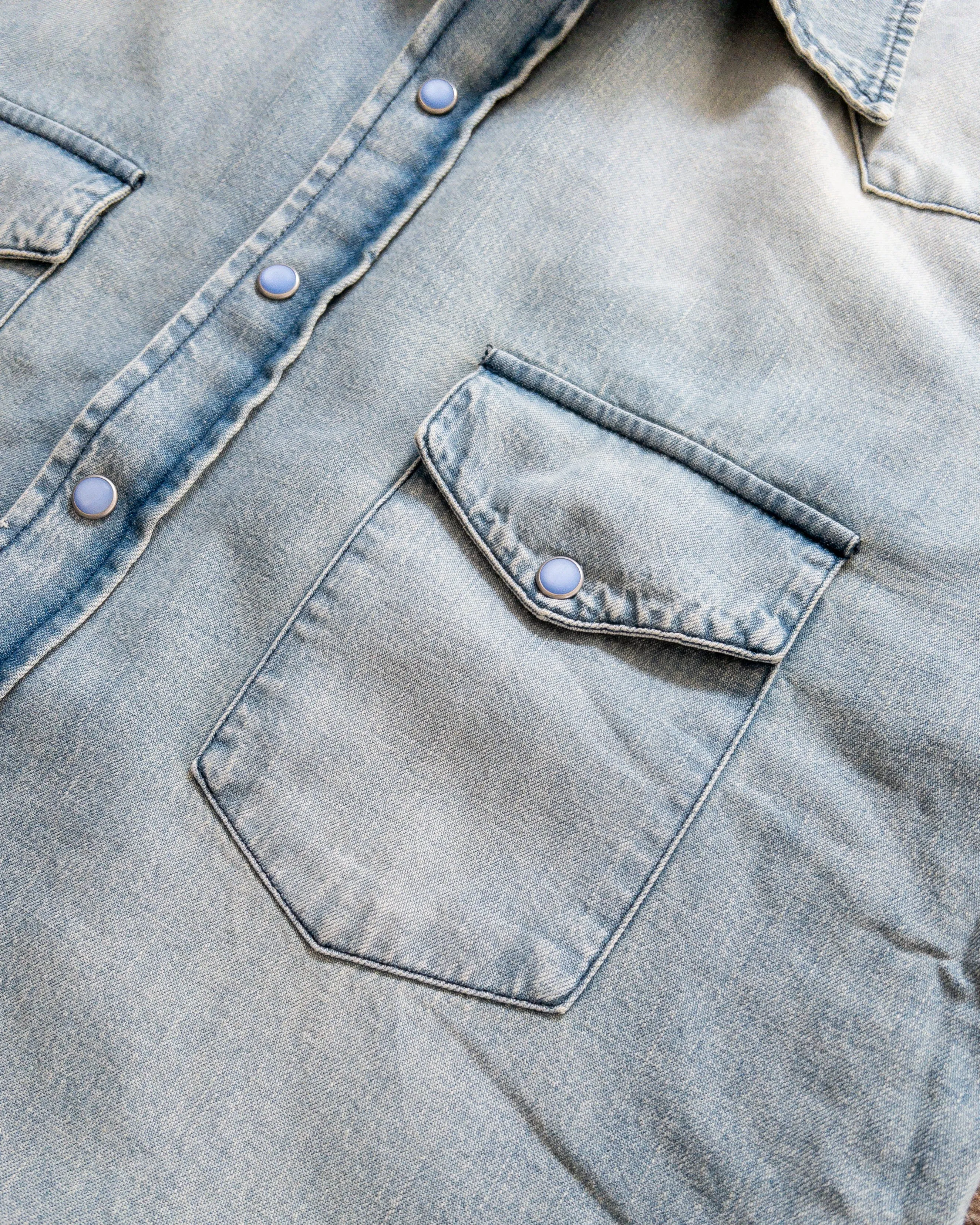 Denim Pearlsnap Shirt - Washed Indigo sold by Wythe NY product image thumbnail 2