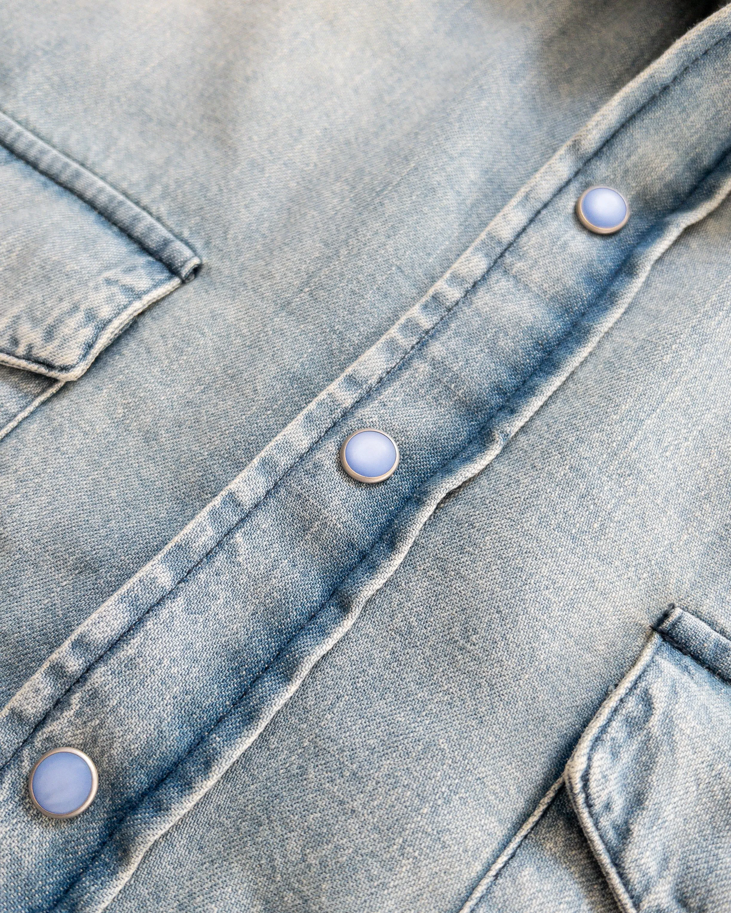 Denim Pearlsnap Shirt - Washed Indigo sold by Wythe NY product image thumbnail 4