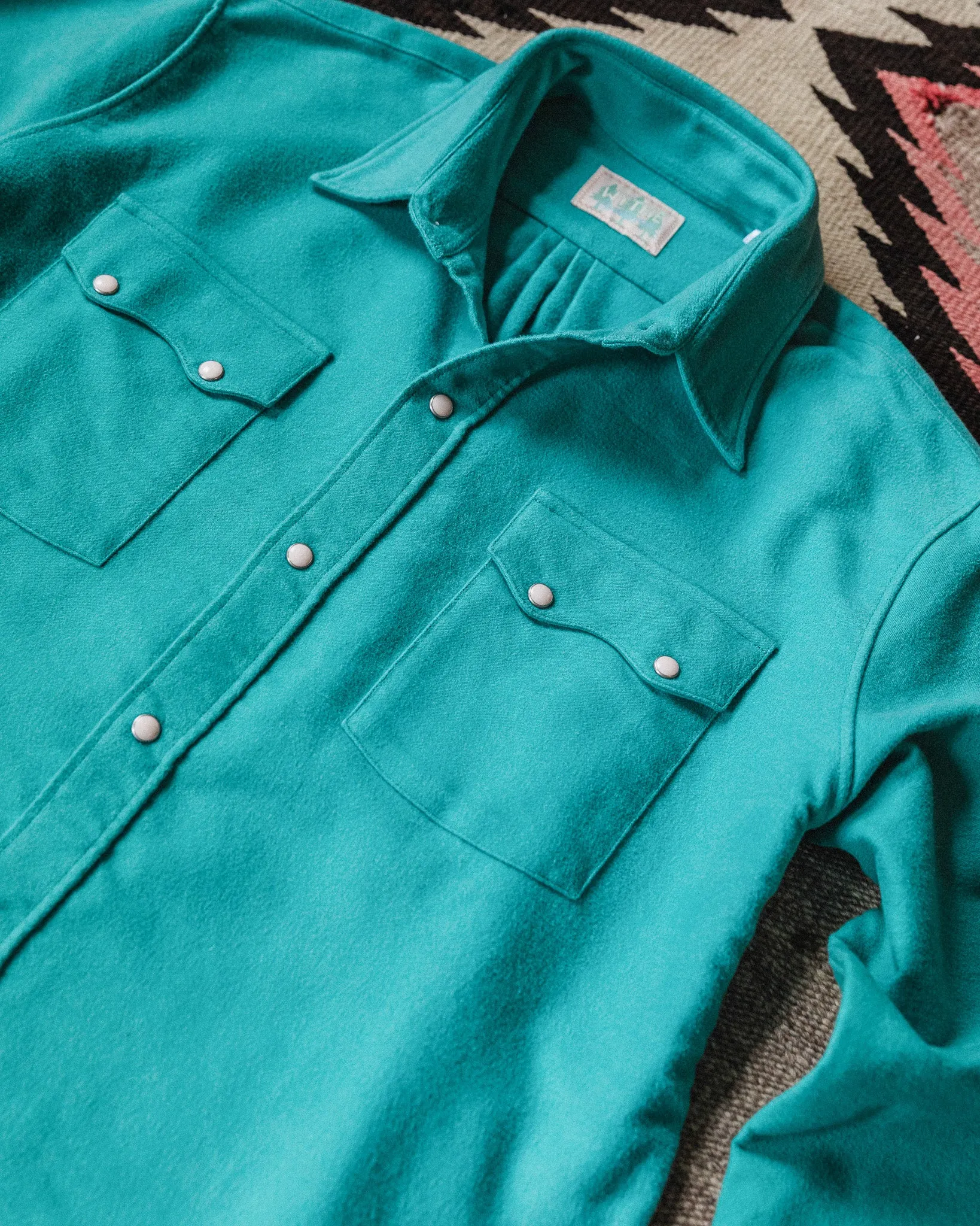 Moleskin Pearlsnap Shirt - Turquoise sold by Wythe NY product image thumbnail 2
