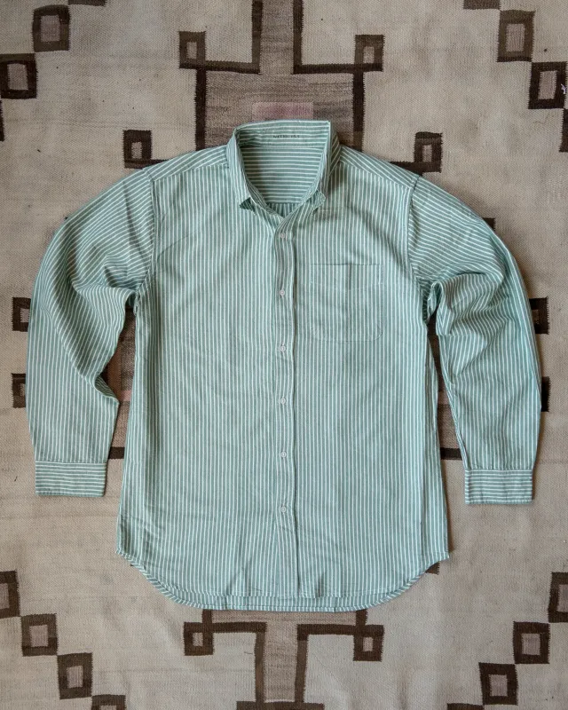Oxford Cloth Button Down - Evergreen Stripe sold by Wythe NY