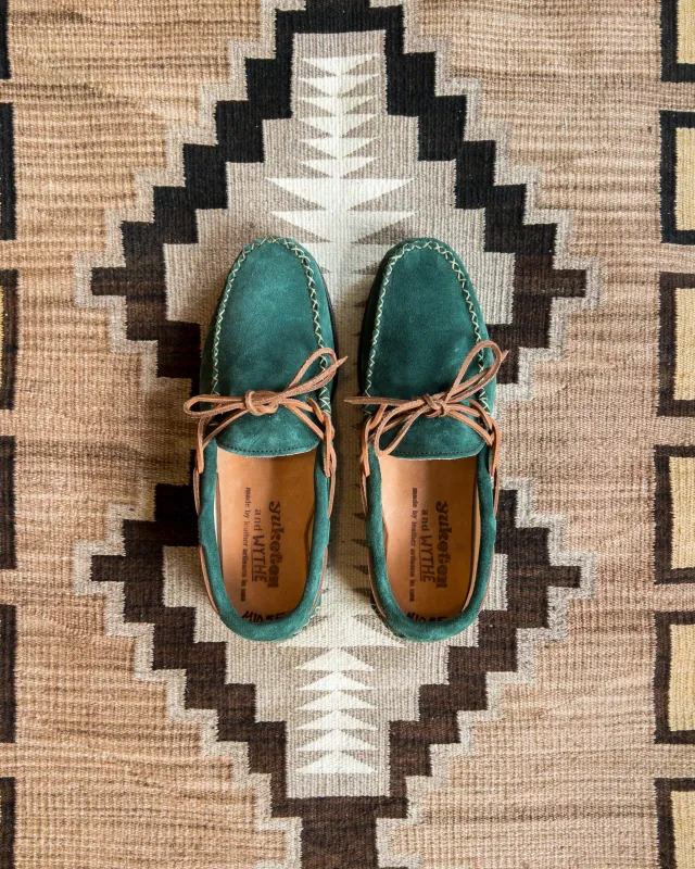 Wythe x Yuketen Handmade Suede Canoe Mocs - Evergreen sold by Wythe NY