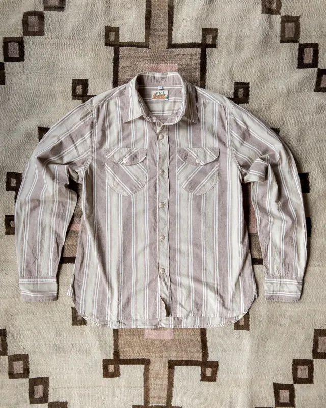 Washed Madras Workshirt - Earthtone Stripe sold by Wythe NY