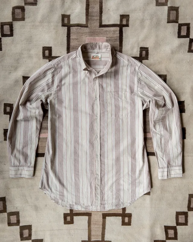 Washed Madras Button Down Collar Shirt - Earthtone Stripe sold by Wythe NY