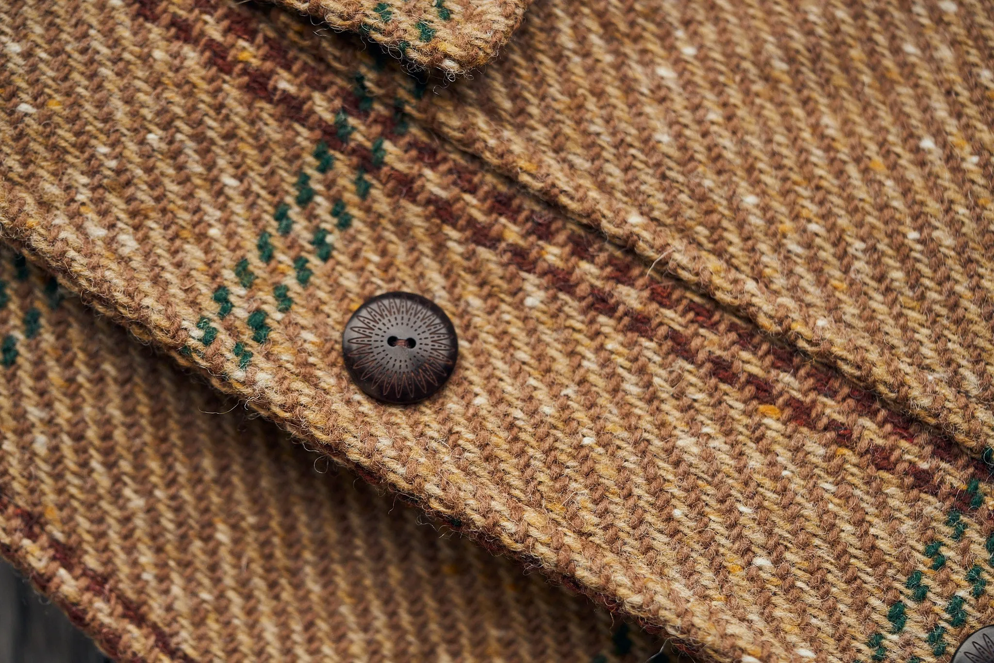 Shawl Collar Wool Overcoat - Rust and Evergreen Windowpane sold by Wythe NY product image thumbnail 2