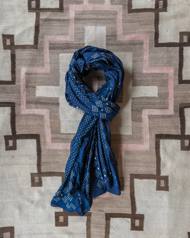 Indigo Discharge Selvedge Bandana Scarf - Indigo sold by Wythe NY