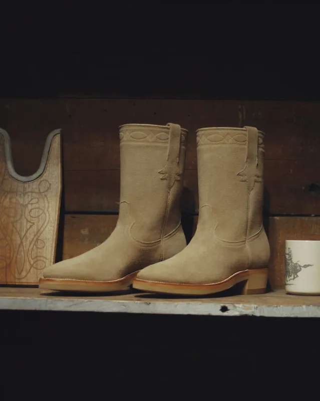 Sand Suede Roper Boots sold by Wythe NY