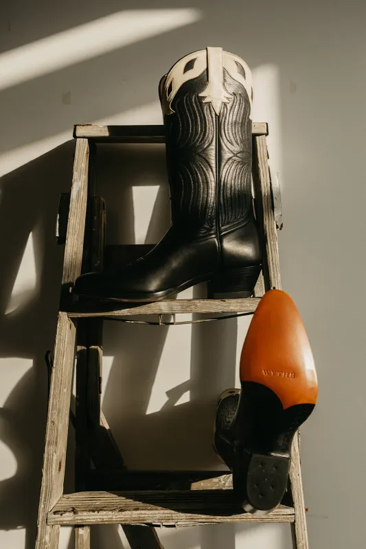 Black and Bone Calfskin Western Boots sold by Wythe NY