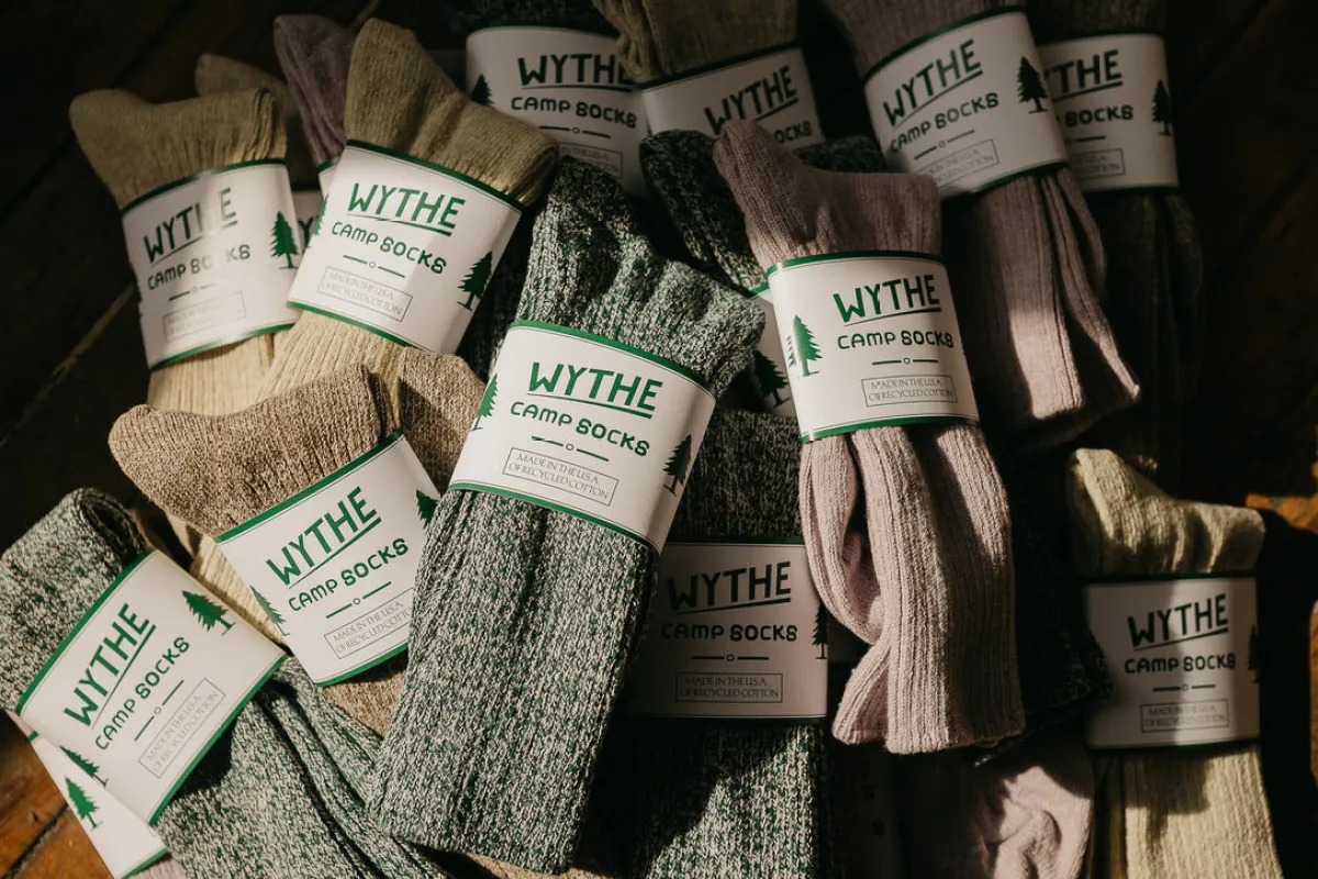 Recycled Cotton Camp Socks sold by Wythe NY