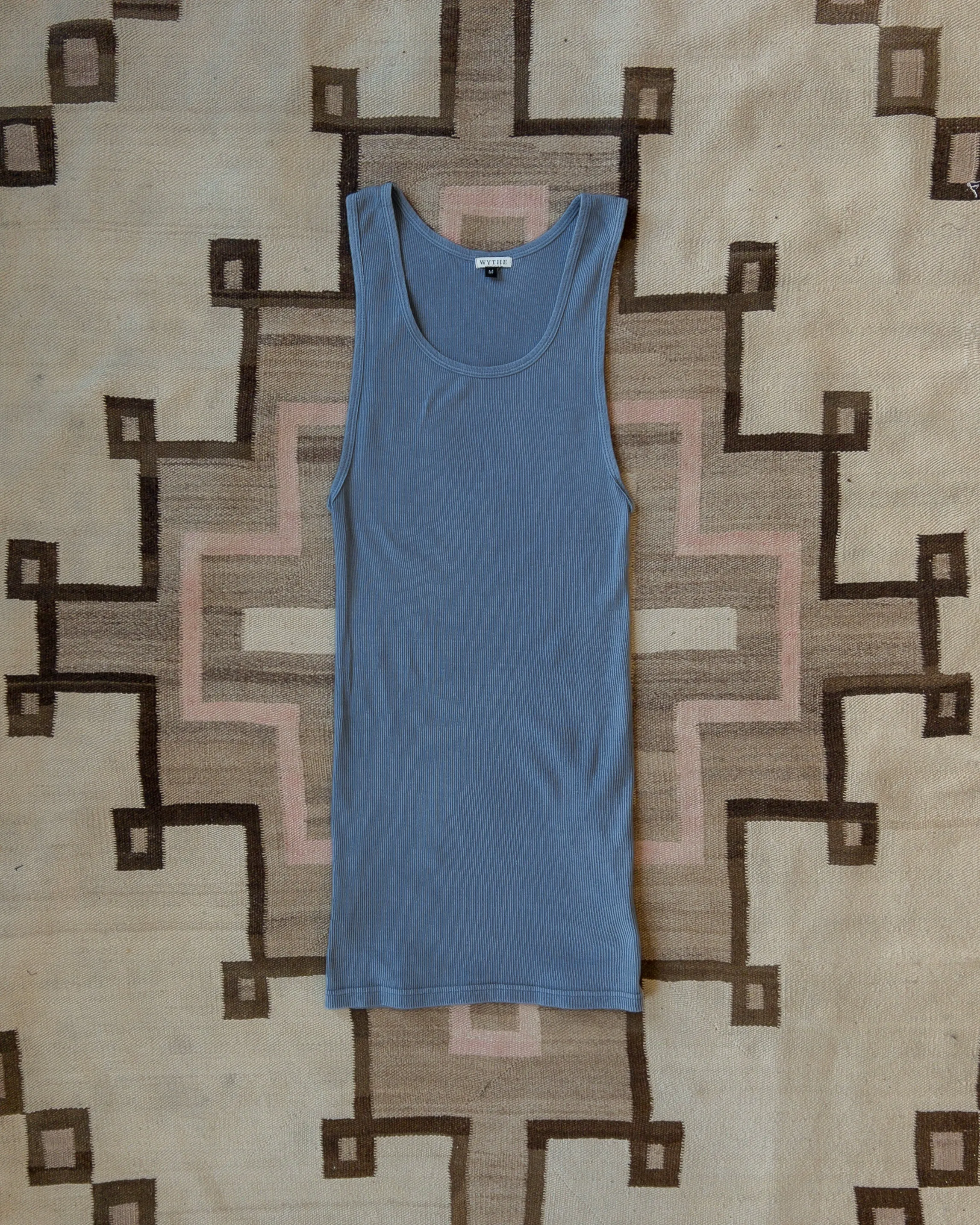 Tubular Cotton Ribbed Tank Top - Indigo sold by Wythe NY