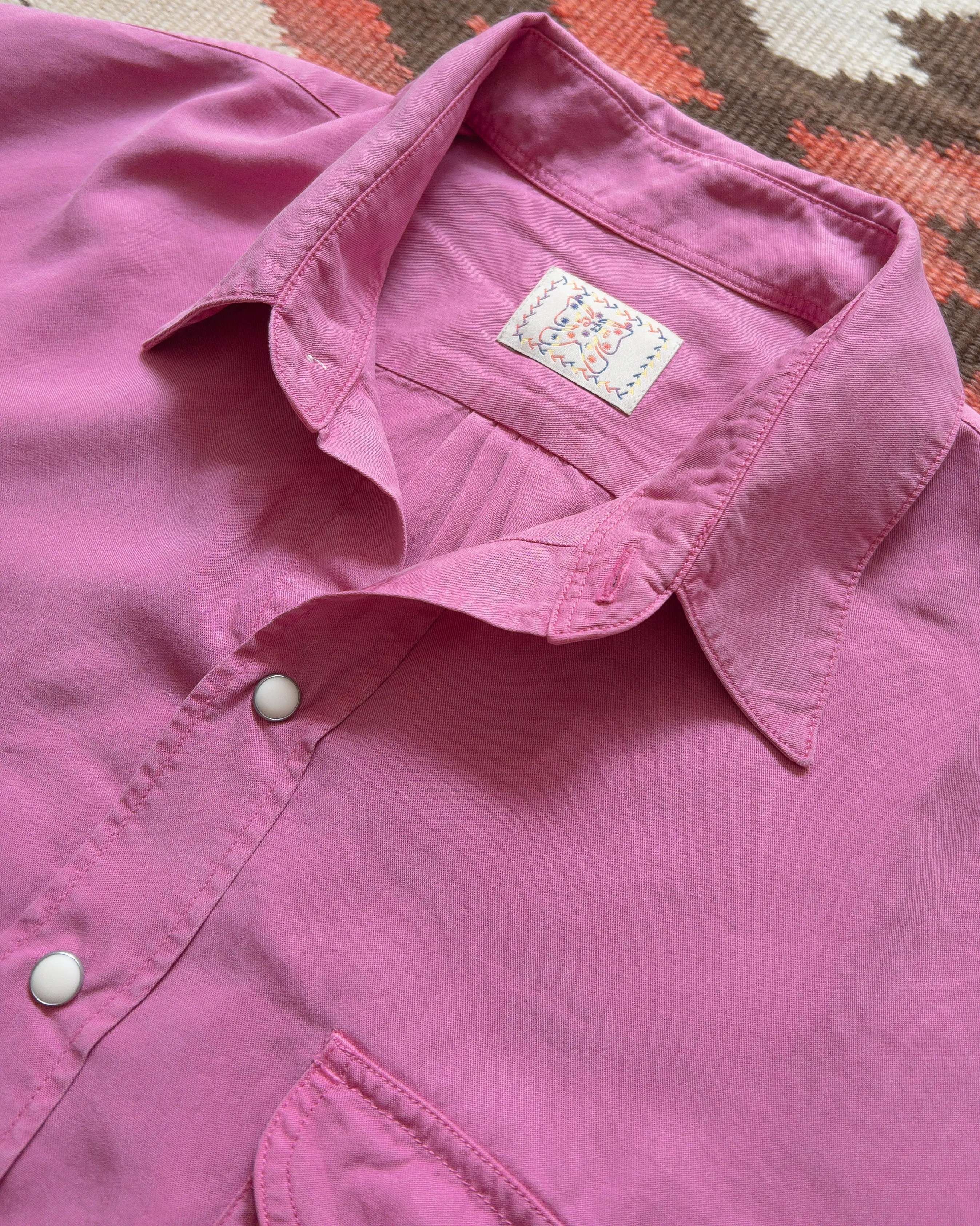 Tencel Gabardine Pearlsnap Shirt - Flamingo sold by Wythe NY product image thumbnail 4