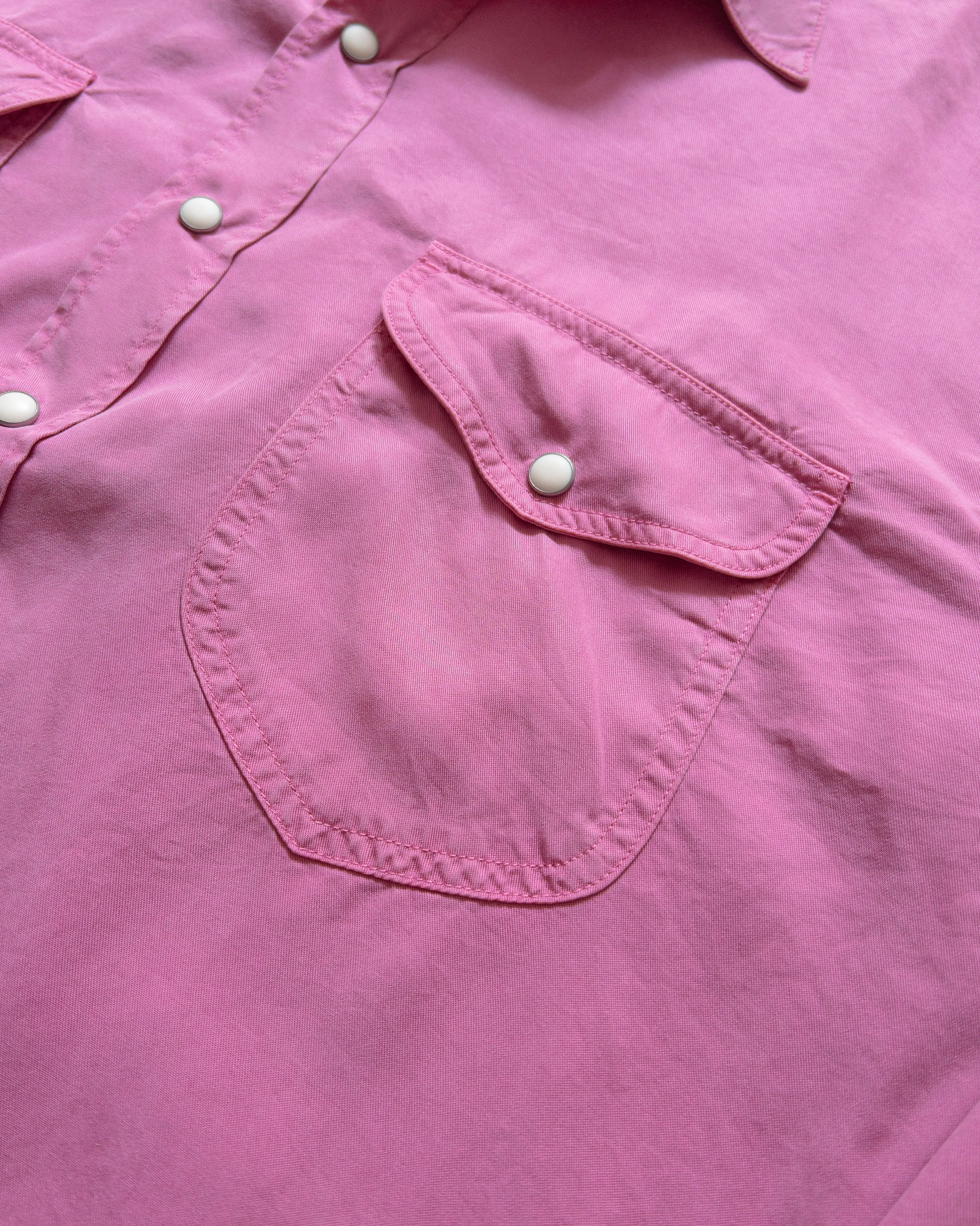 Tencel Gabardine Pearlsnap Shirt - Flamingo sold by Wythe NY product image thumbnail 3