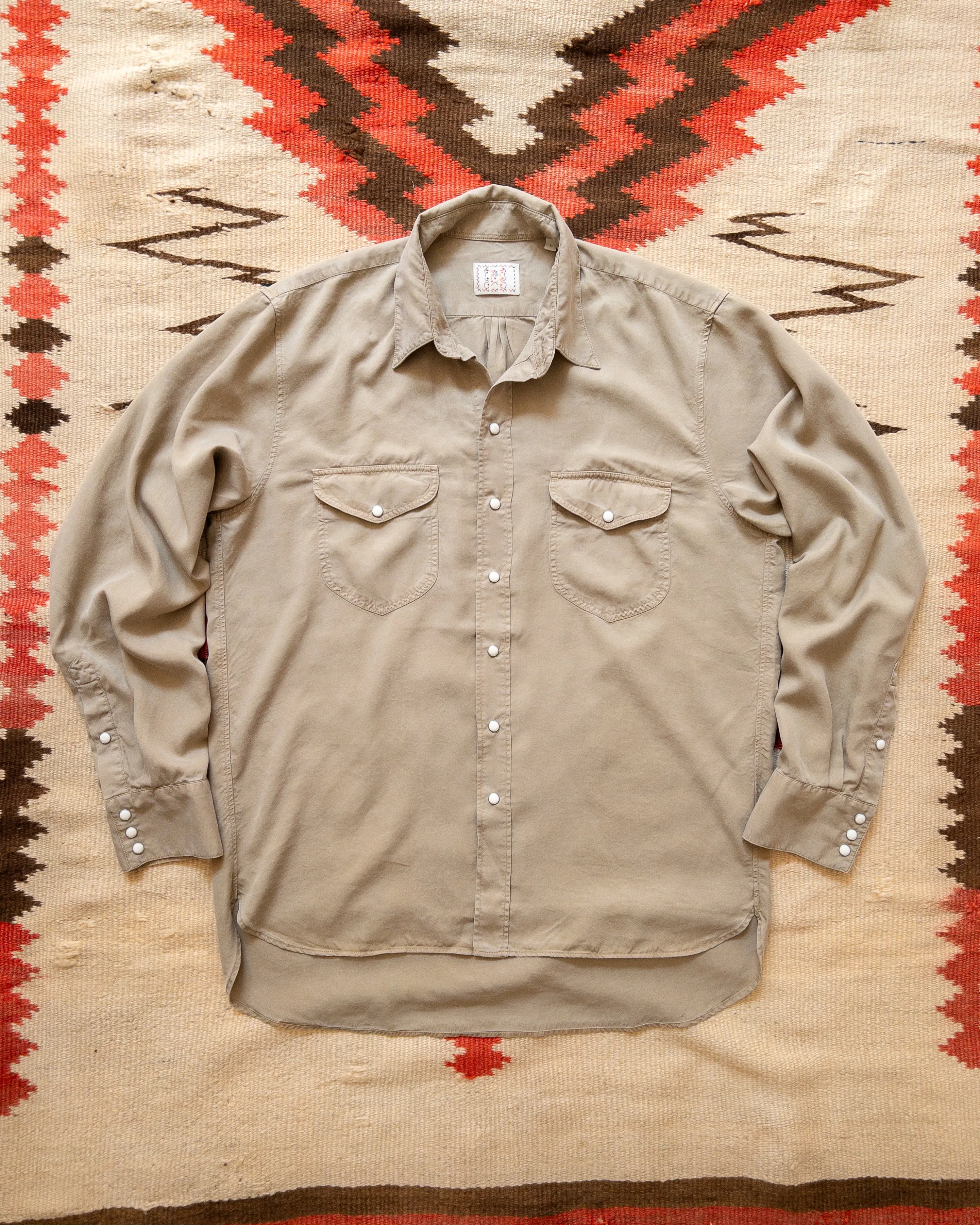 Tencel Gabardine Pearlsnap Shirt - Camp Khaki sold by Wythe NY