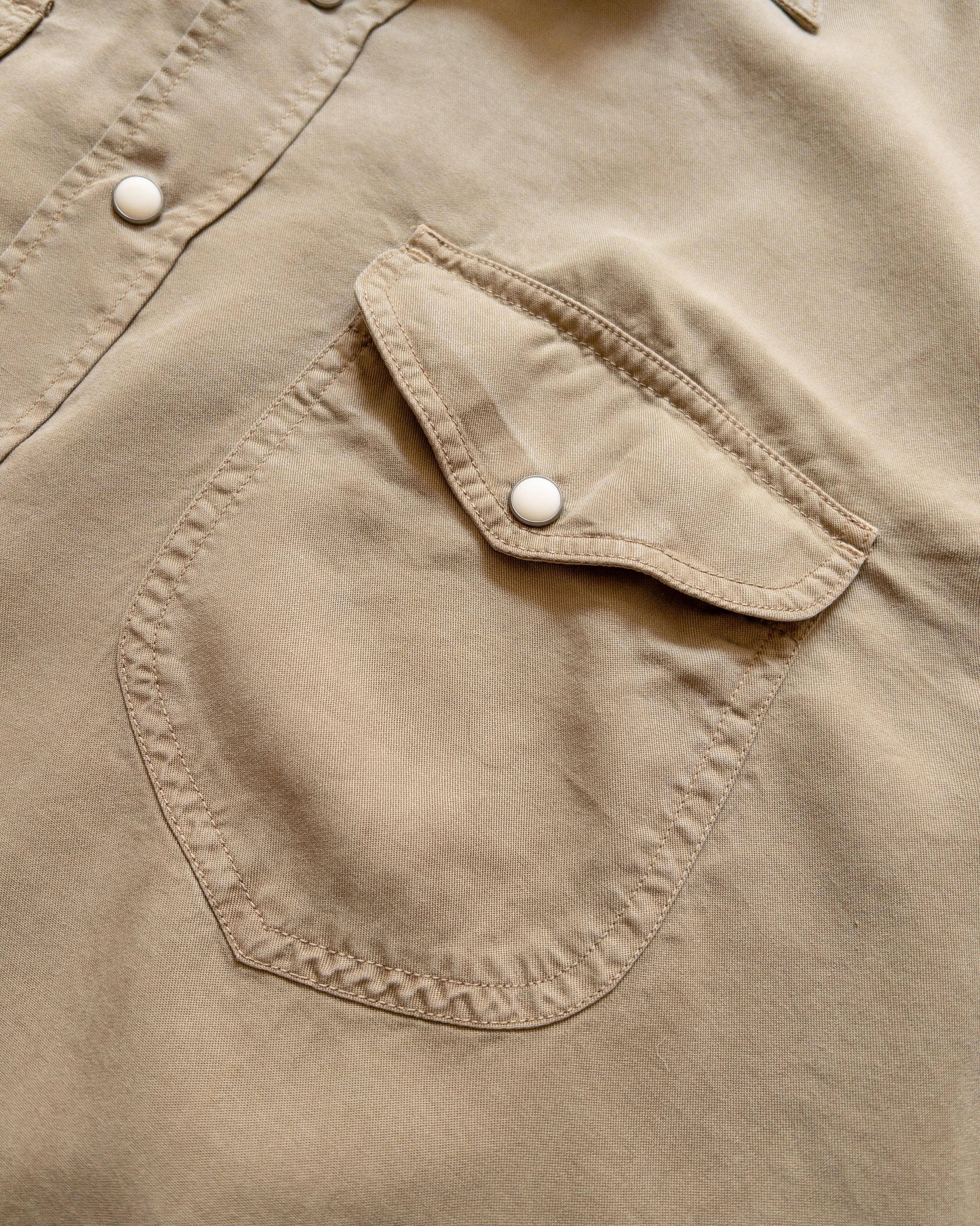 Tencel Gabardine Pearlsnap Shirt - Camp Khaki sold by Wythe NY product image thumbnail 3